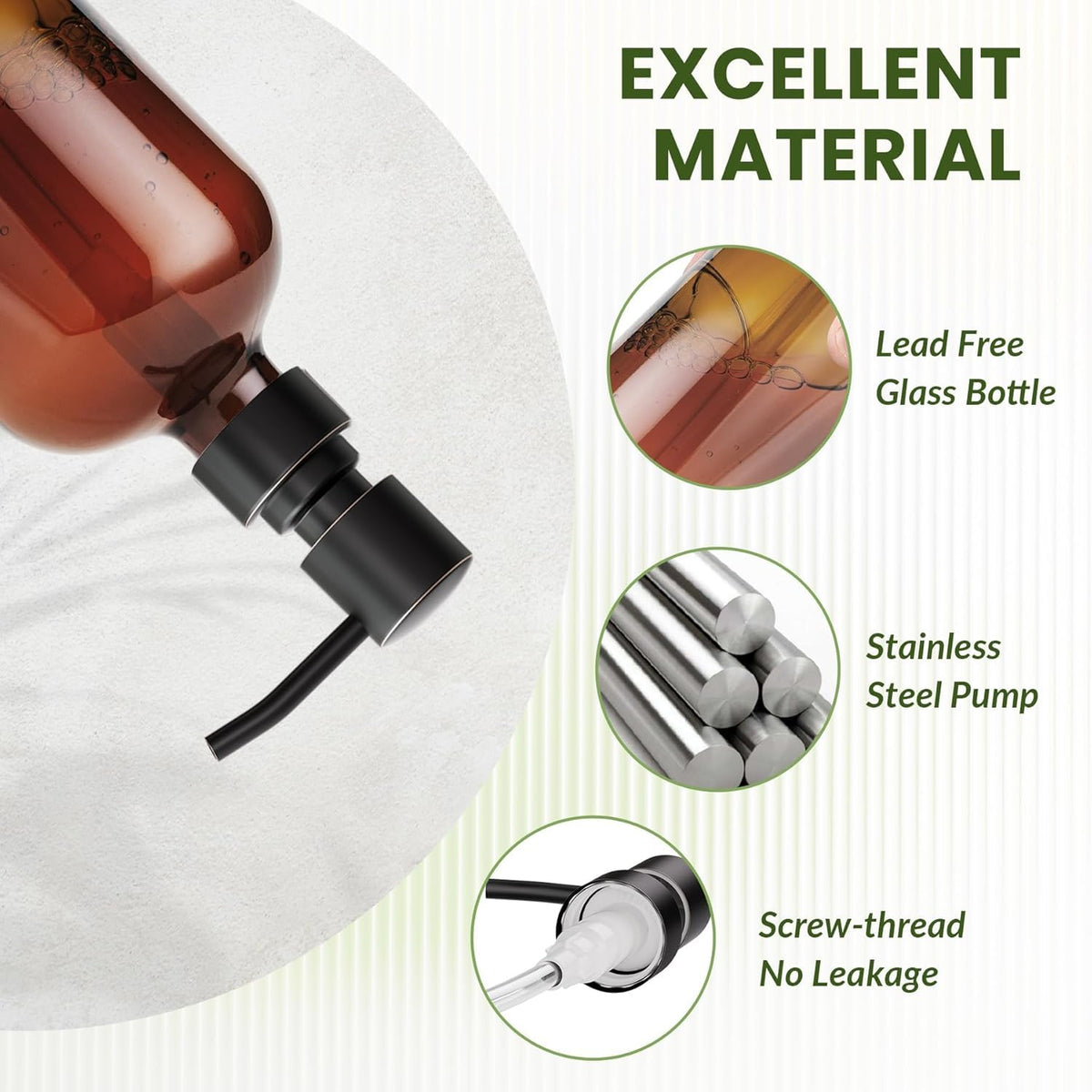 Amber Glass Soap Dispensers (2 Count)