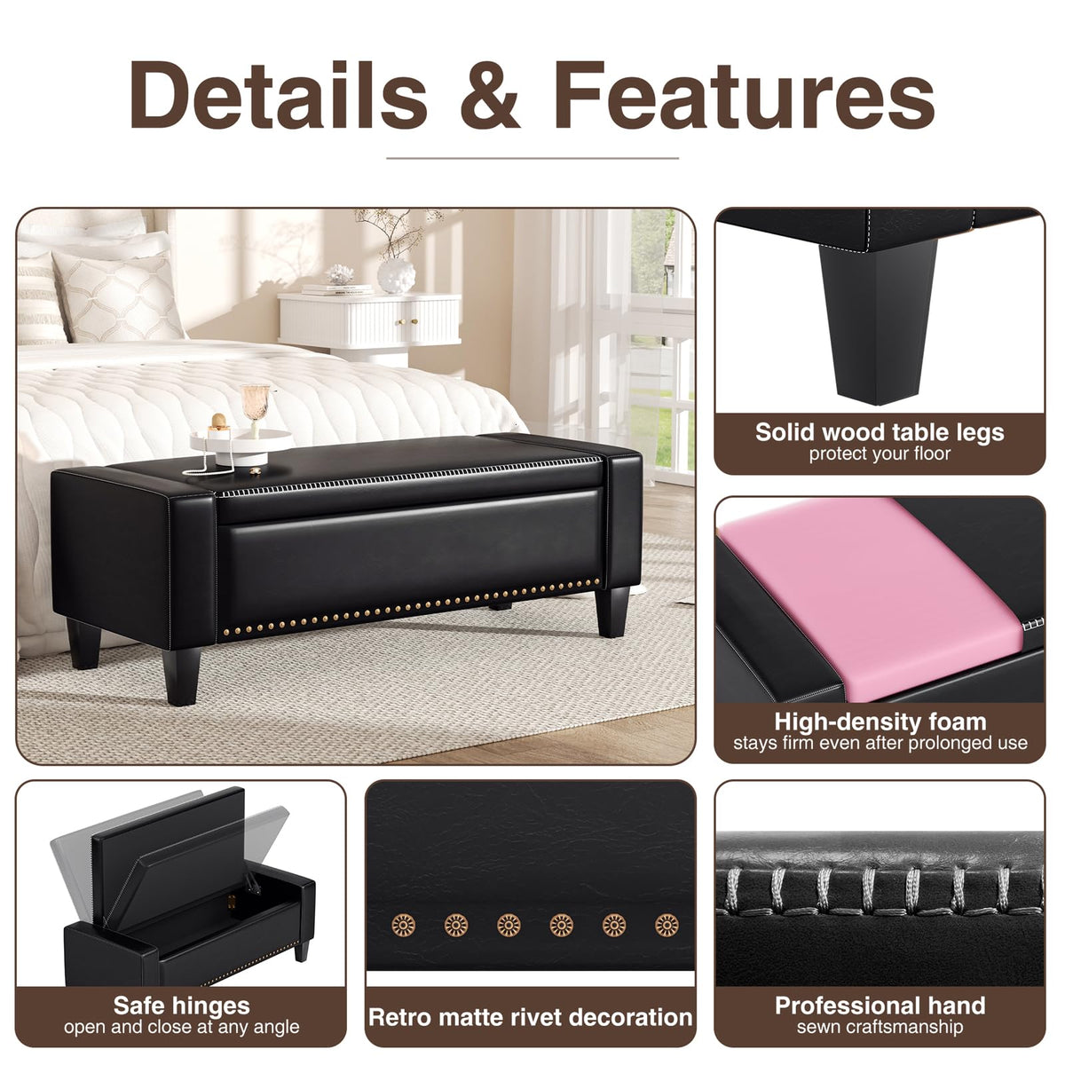 49''W Storage Ottoman Bench