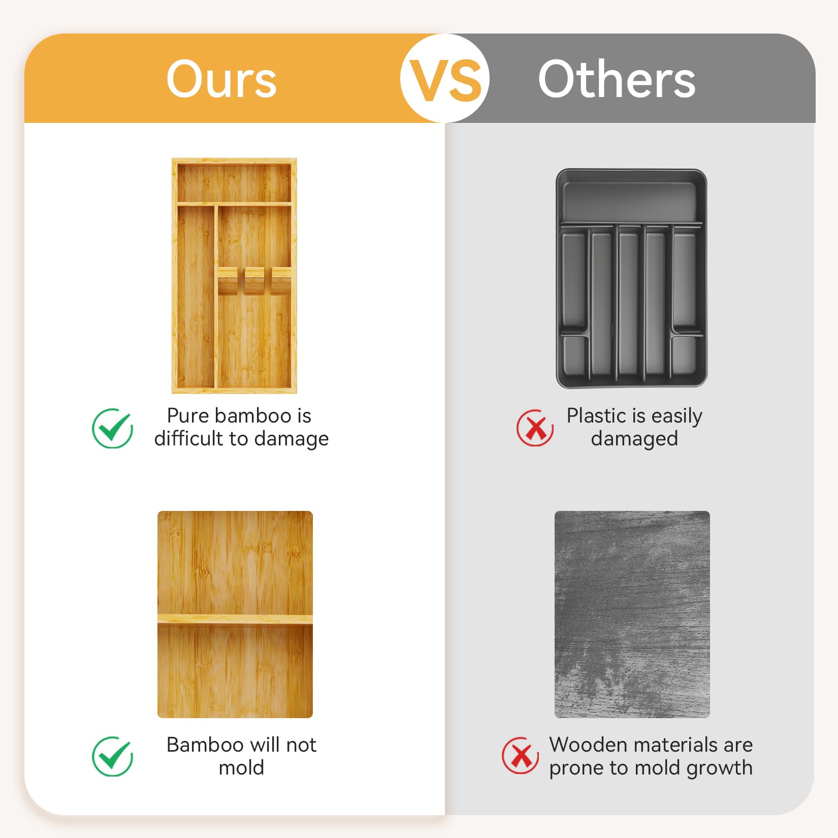 Bamboo Silverware Organizer