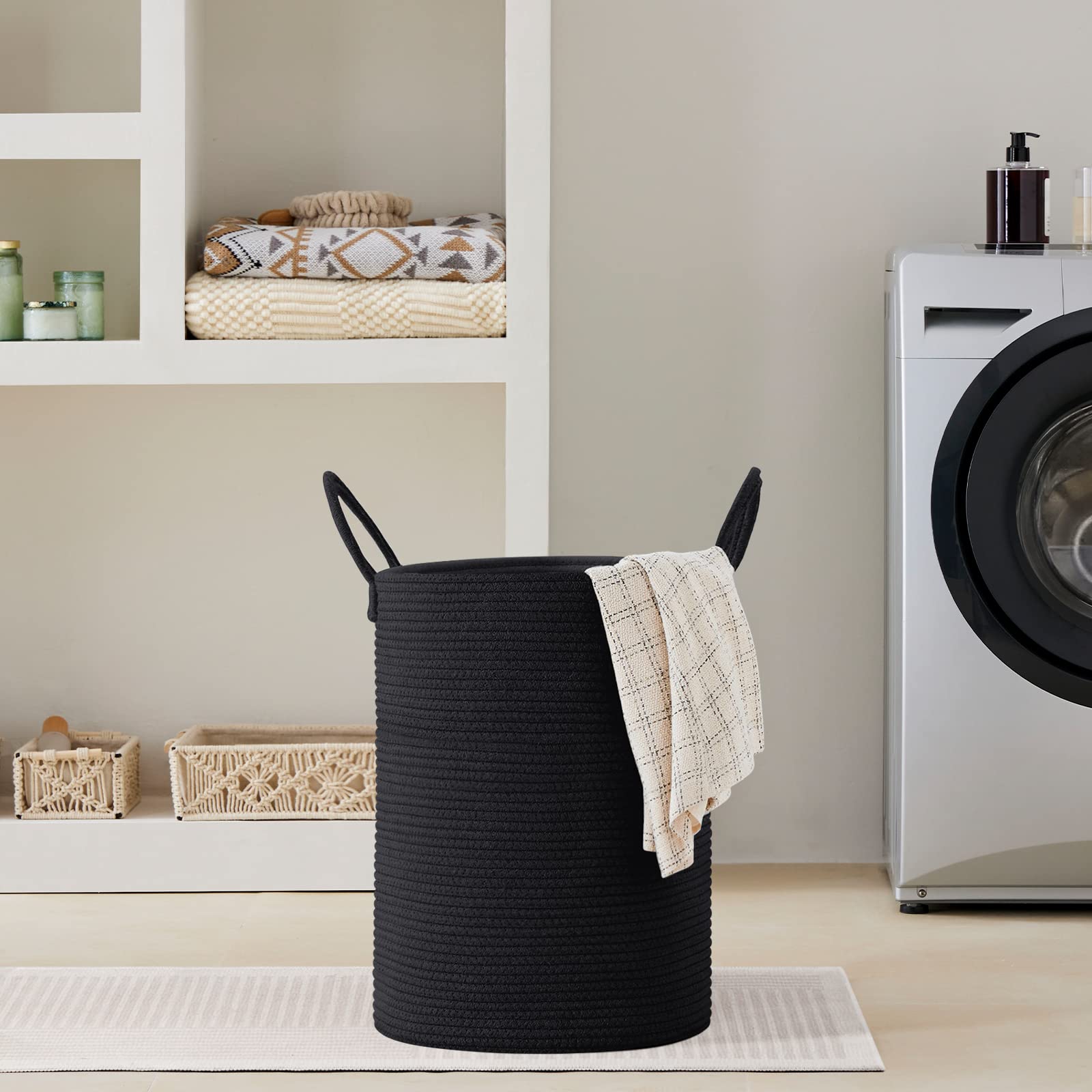 58L Tall Woven Laundry Basket Hamper
