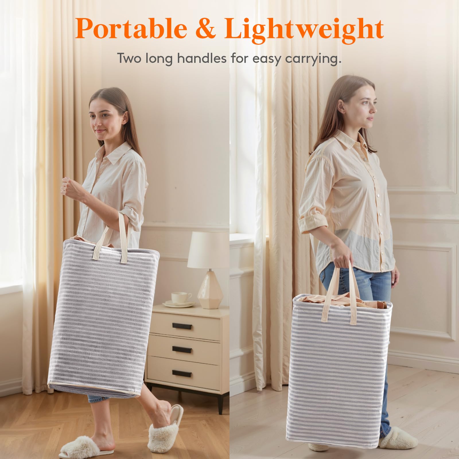 2 Packs Freestanding Clothes Hamper with Carry Handles (2 Count)