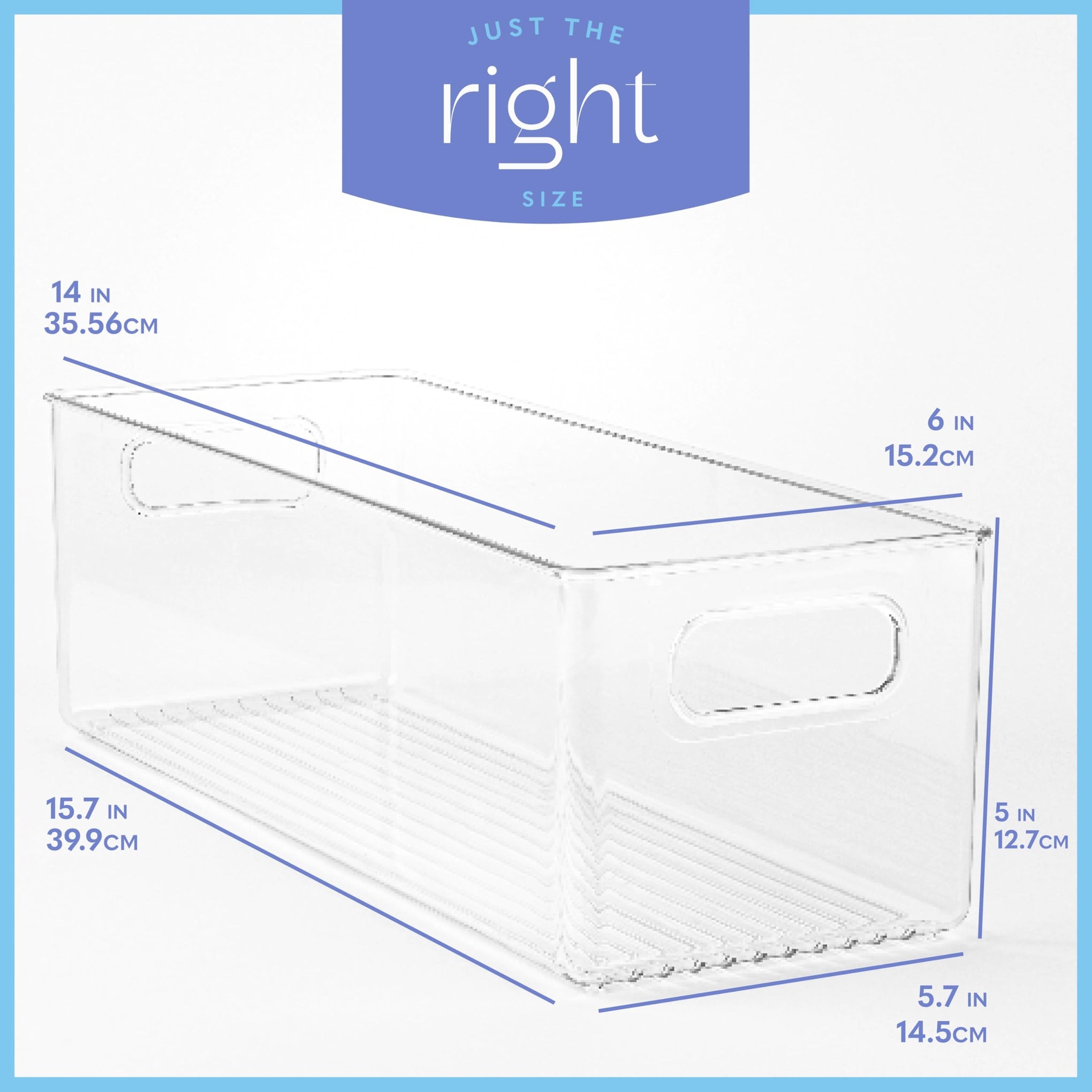 Plastic Food Storage 4 Pack Clear Container Bin with Handles for Organizing Kitchen (4 Count)