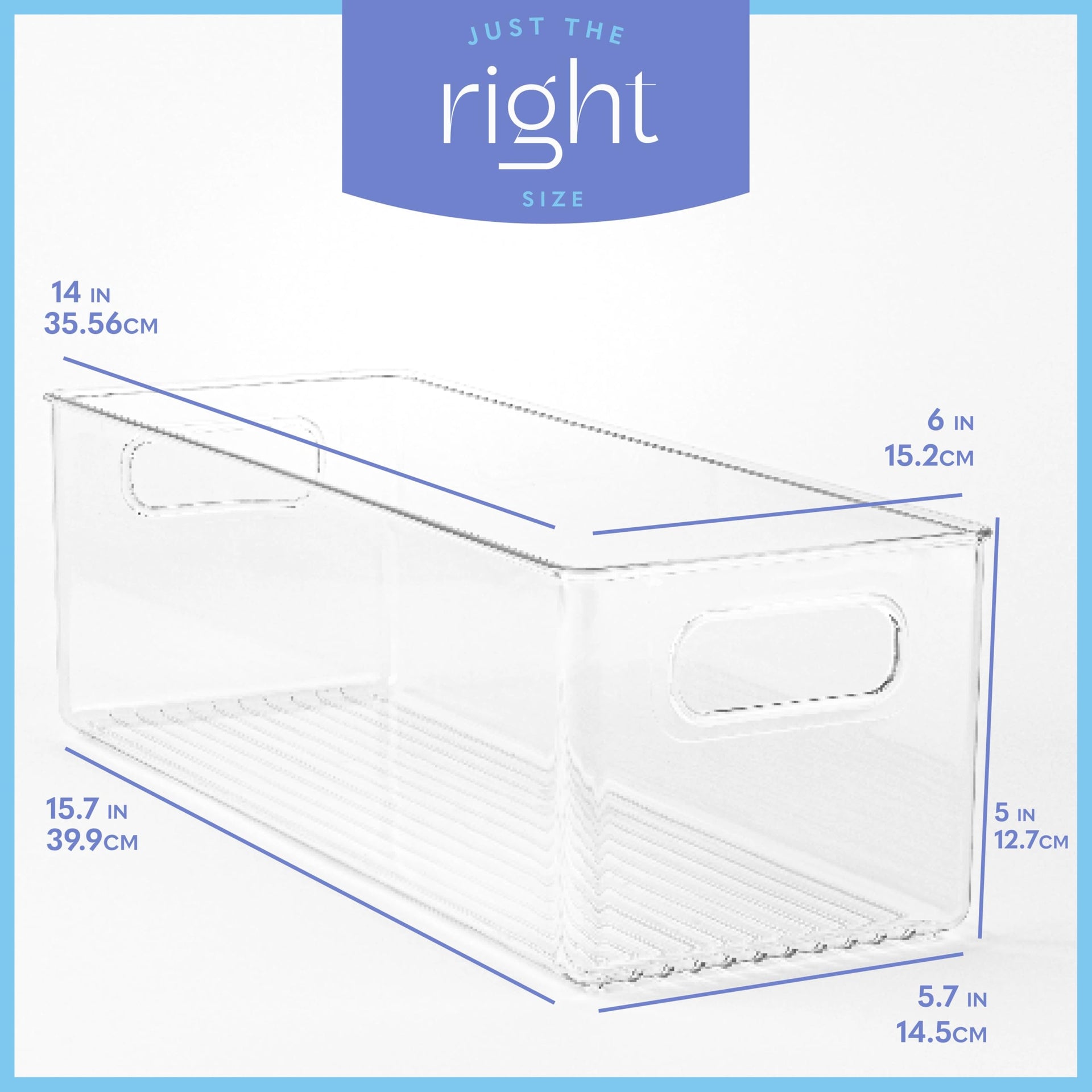 Plastic Food Storage 6 Pack Clear Container Bin with Handles for Organizing Kitchen (6 Count)