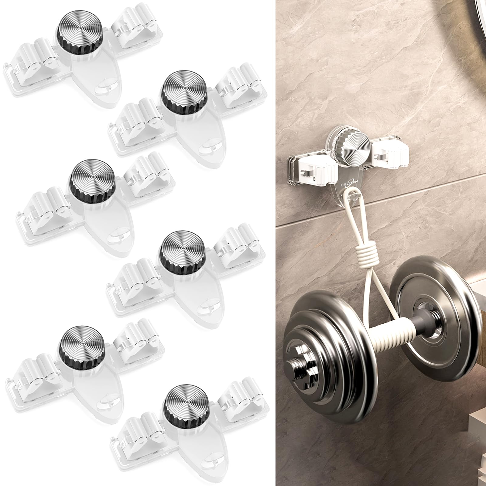 6PCS Broom Holder Mop Hanger Wall Mount (6 Count)