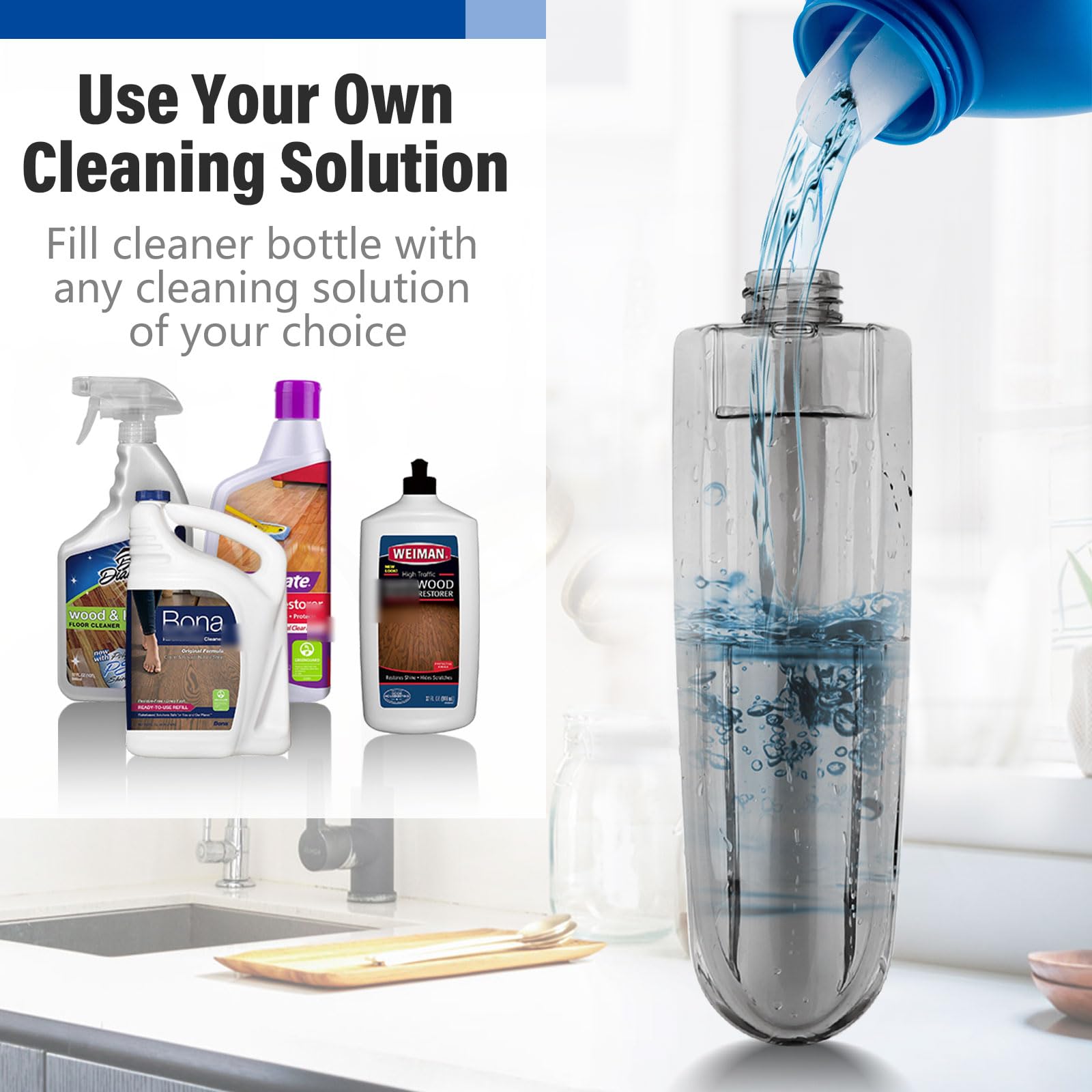 Wet Spray Mop for Floor Cleaning with 14 oz Bottle & 3 Microfiber Pads