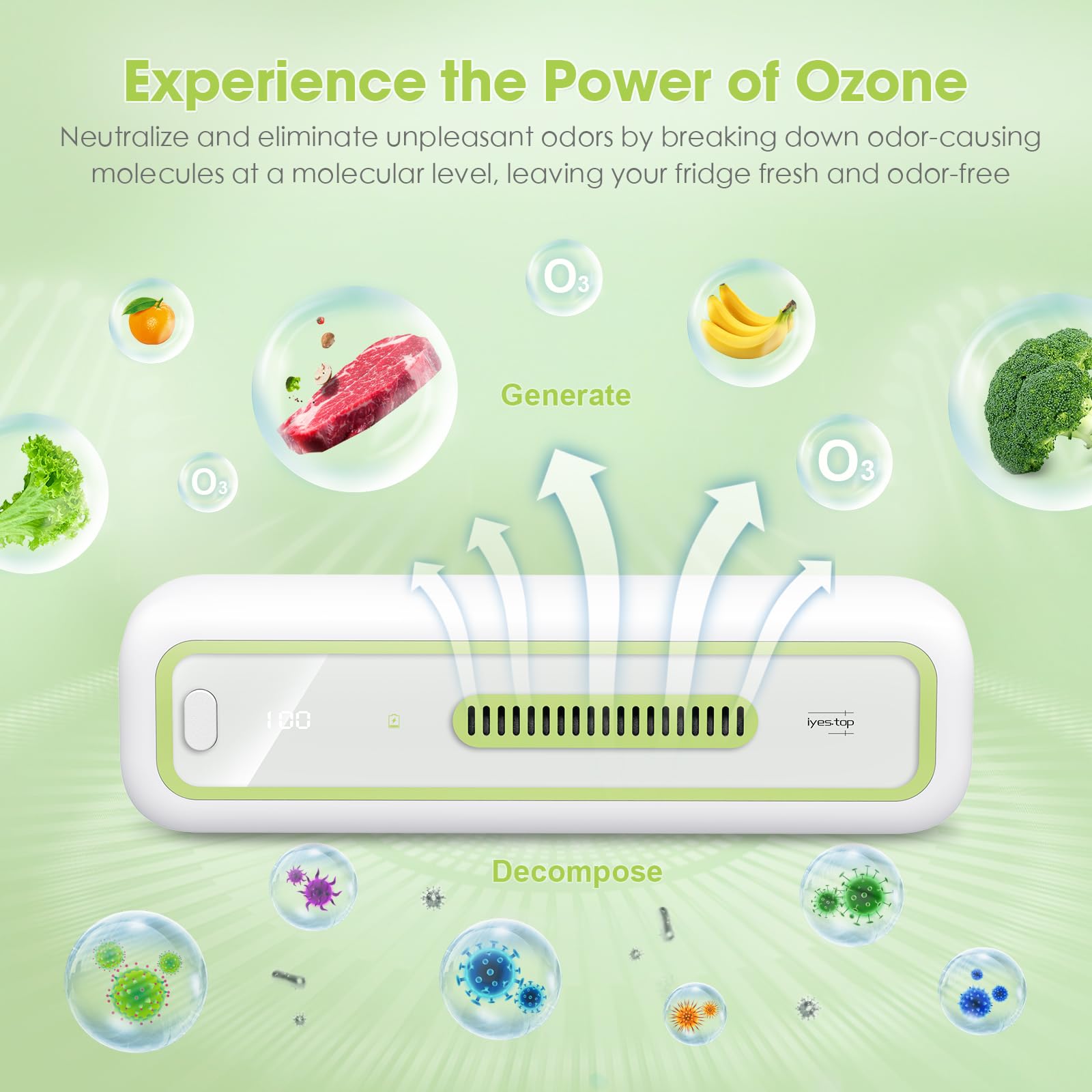 Mini USB Fridge Deodorizer with LED Display