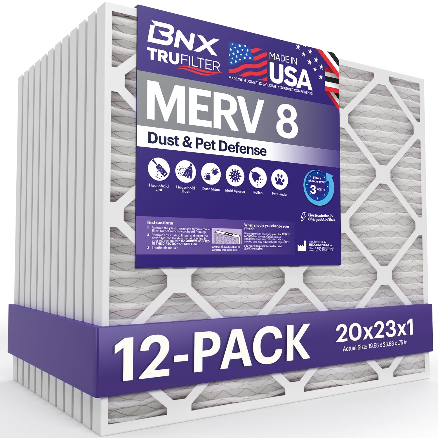 TruFilter 20x23x1 Air Filter MERV 8 (12 Count)