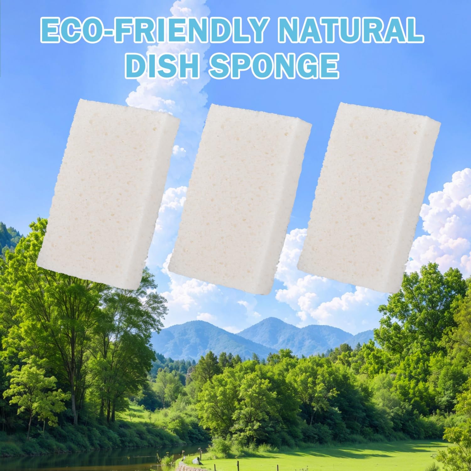 24 Pack White Sponges Kitchen Natural Compressed Cellulose Sponges for Dishes Non Scratch for Household Cookware Bathroom Cars Soft Super Absorbent Reusable