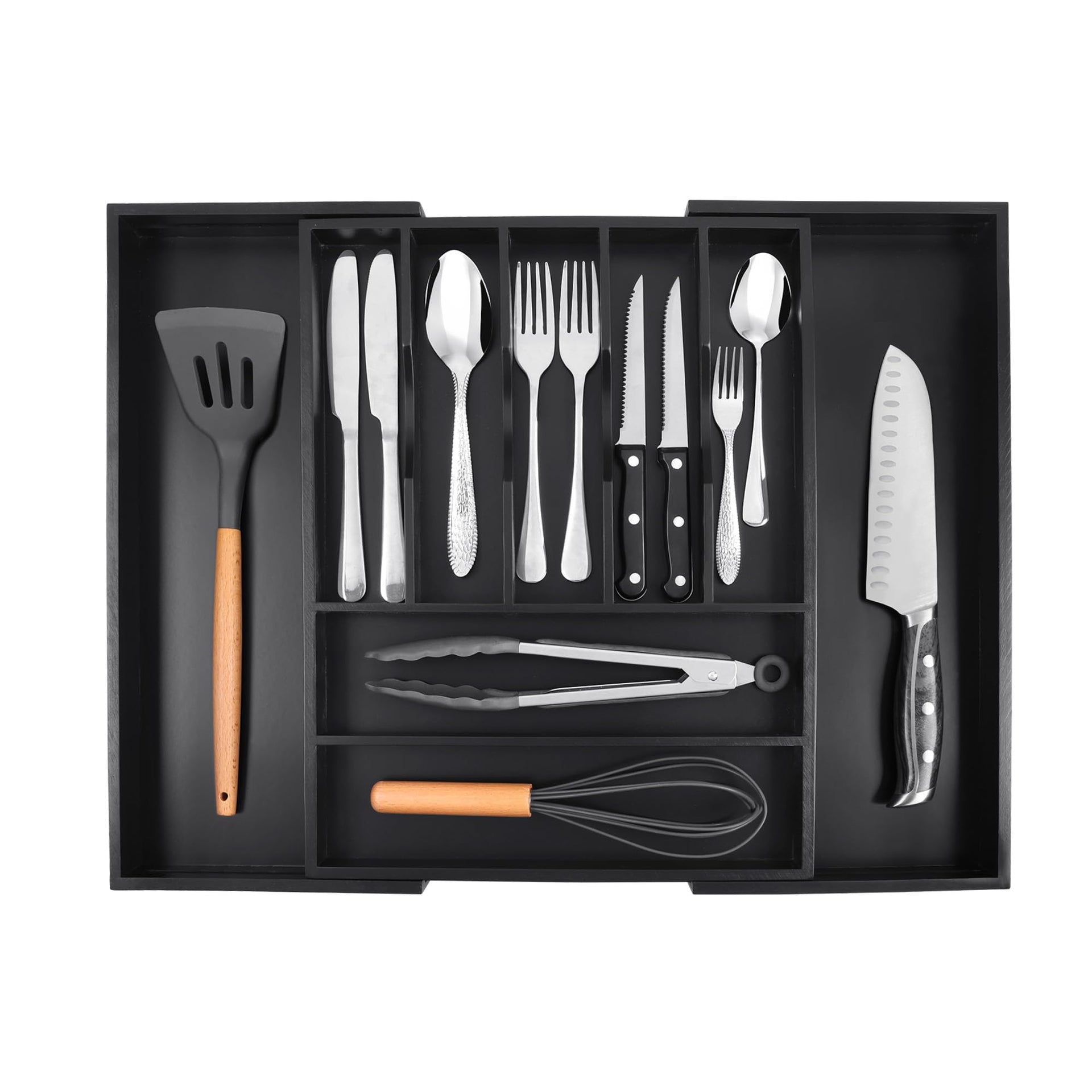 Large Premium Bamboo Silverware Organizer