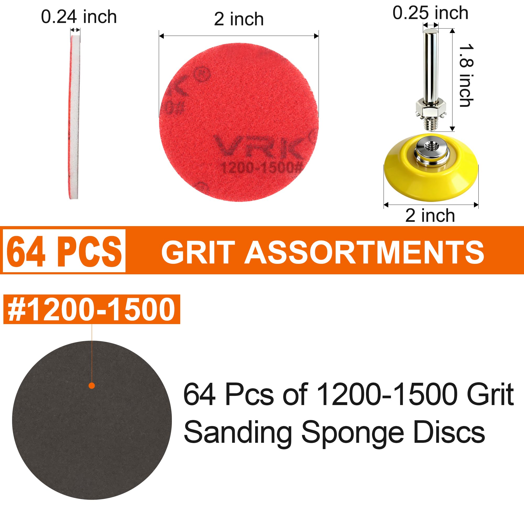 64 PCS 2 Inch Sanding Disc (64 Count)