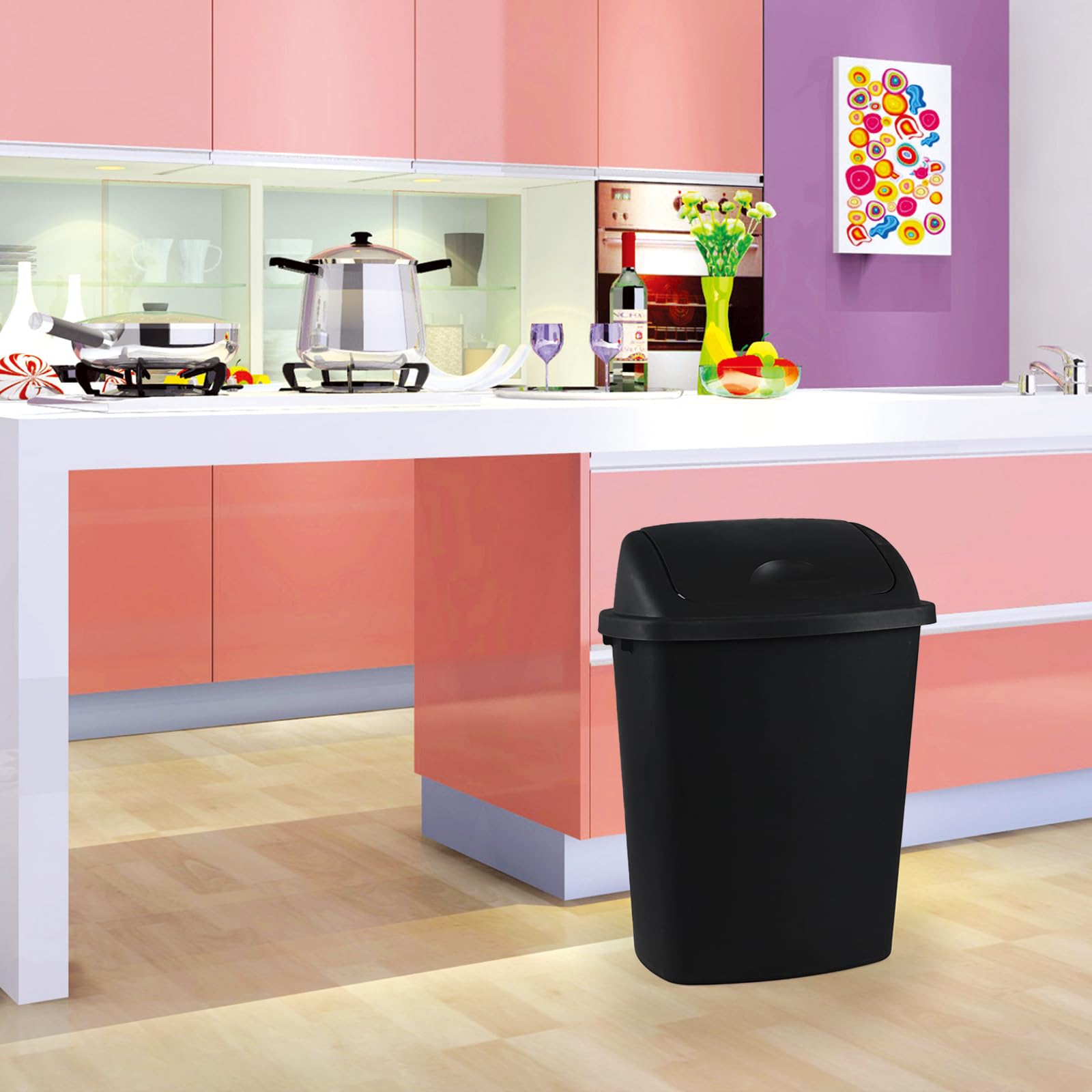 10 Gallon Kitchen Trash Cans with Swing Lid (4 Count)