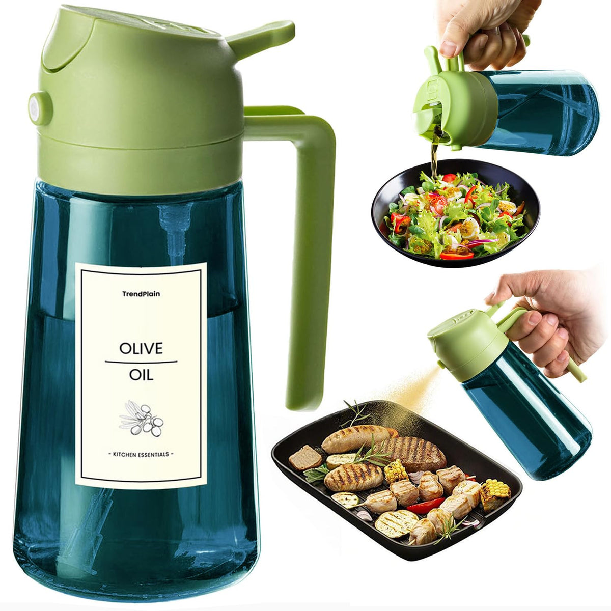 16oz 470ml Blue Glass Olive Oil Sprayer for Cooking
