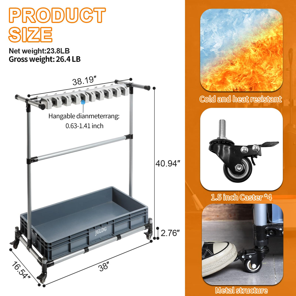 Mop and Broom Holder with Wheels