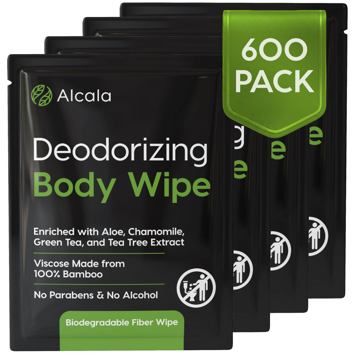 Deodorizing Body Wipes Individual Shower Wipes (600 Count)