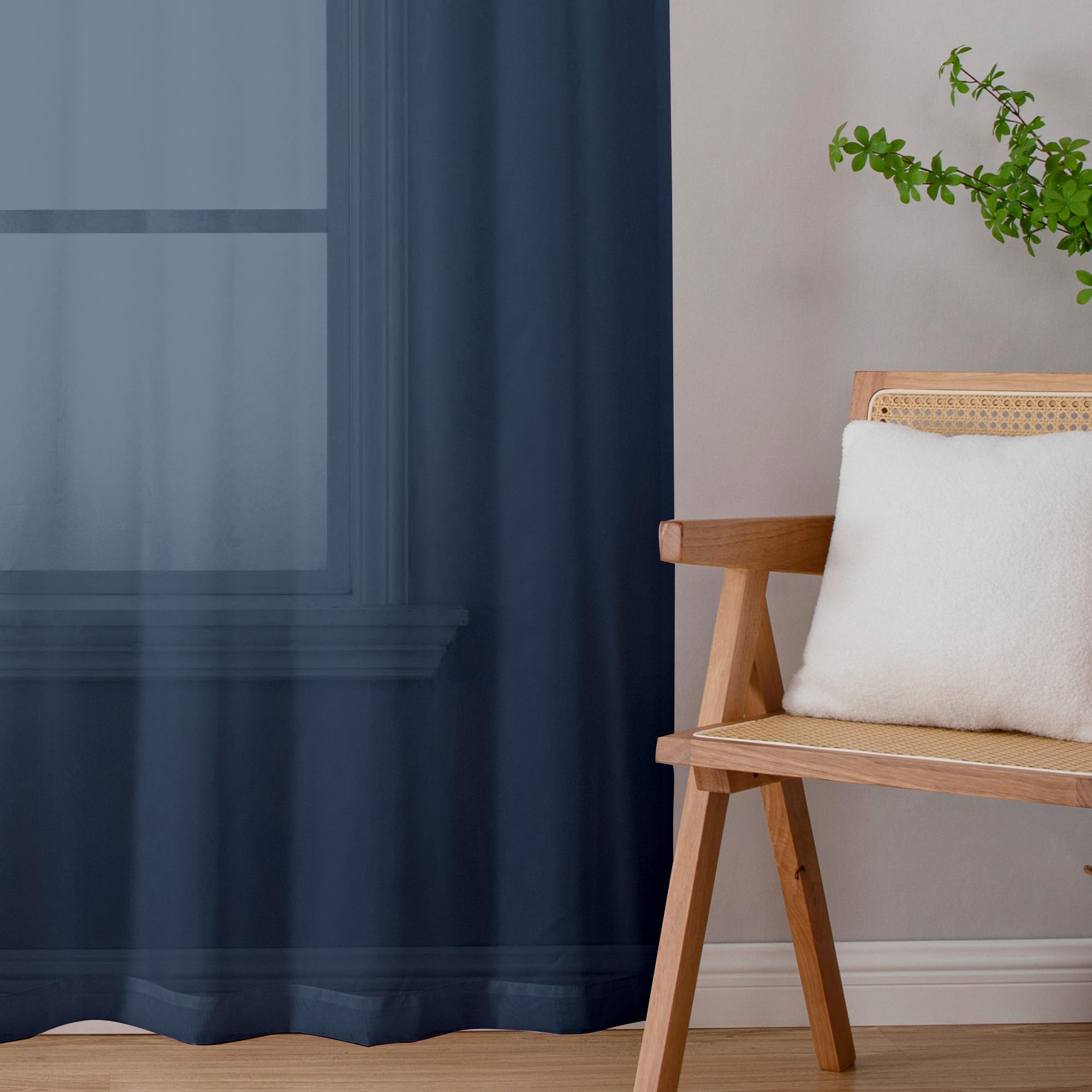 Navy Blue Sheer Curtains 78 Inches Long 2 Panels Set for Living Room (2 Count)