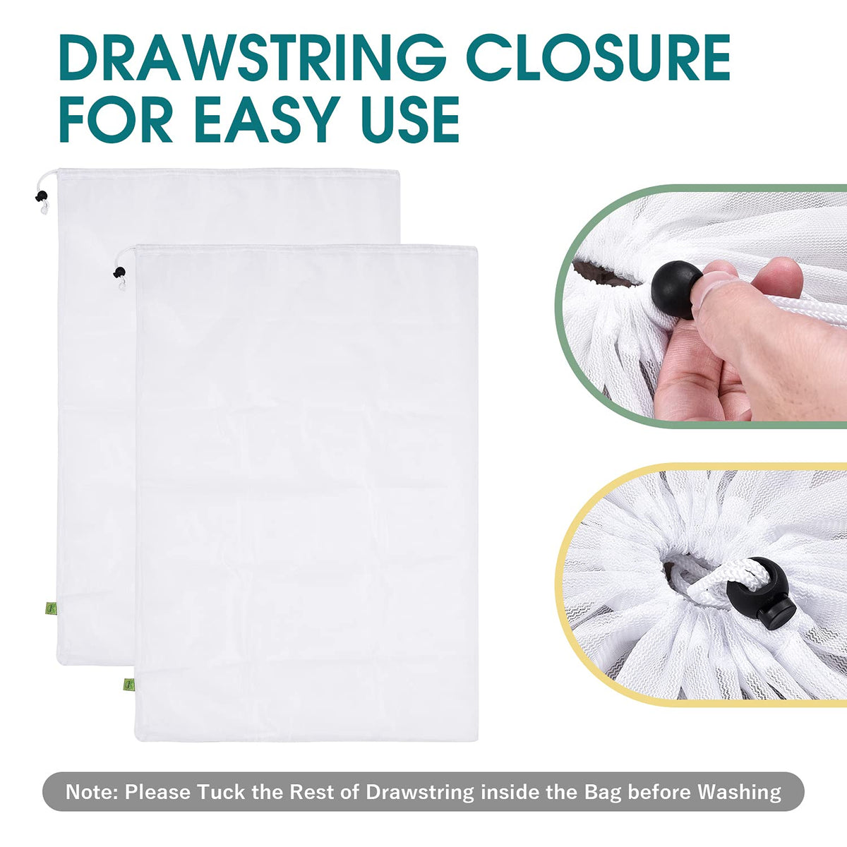 2 Pcs Large Mesh Laundry Bags 24X36 Inch Heavy Duty Drawstring Laundry Wash Bag (2 Count)