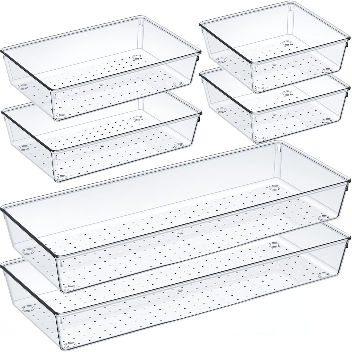 6 Pcs Large Size Clear Drawer Organizer Set (6 Count)