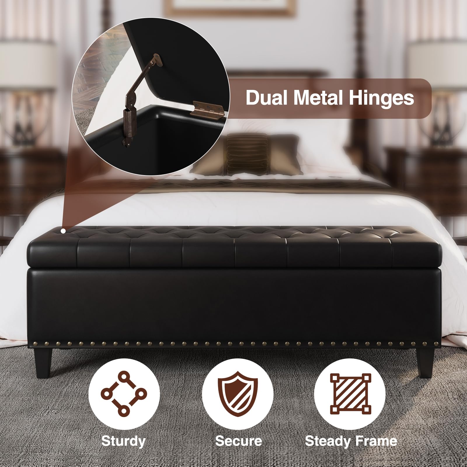 51 Inch Storage Ottoman Bench