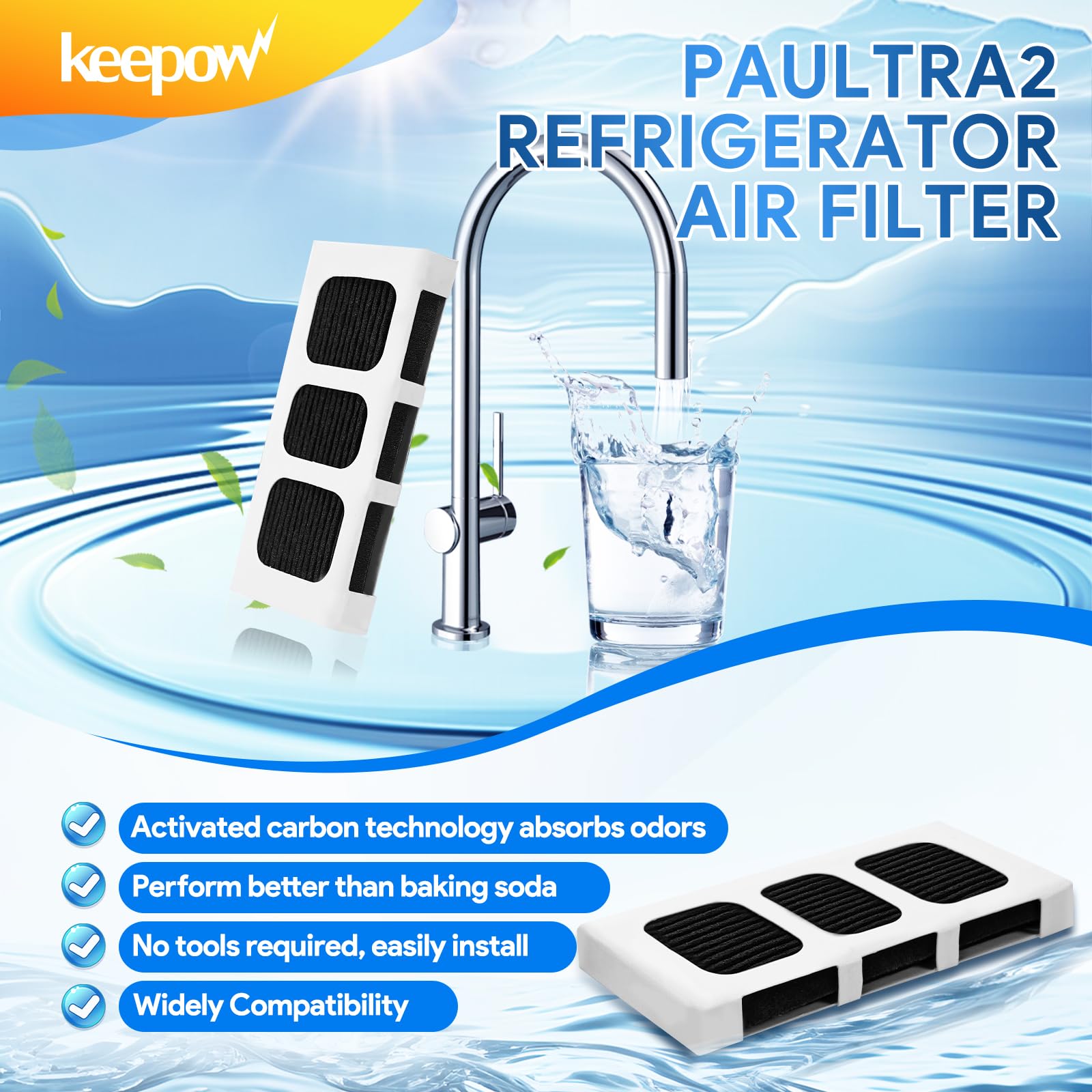 Paultra2 Refrigerator Air Filter Compatible with Frigidaire (4 Count)