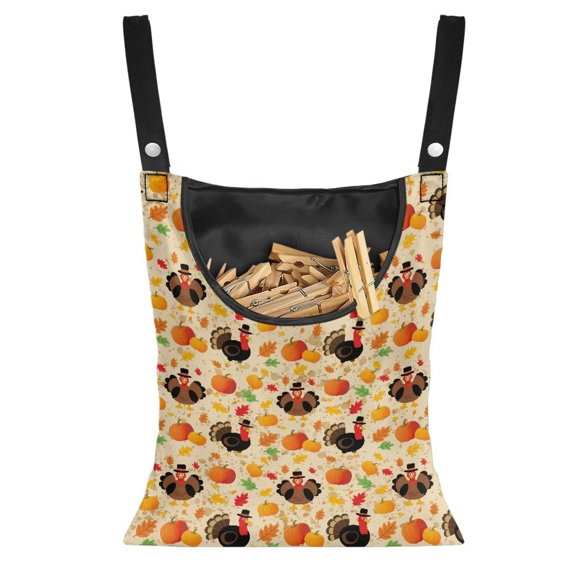 Pumkpin Clothespin Organizer Bag for Outdoor Turkey Portable Clothespin Storage Bags with Large Opening Waterproof Laundry Clothespins Bag Clothespins Holder for Clothesline Outdoor