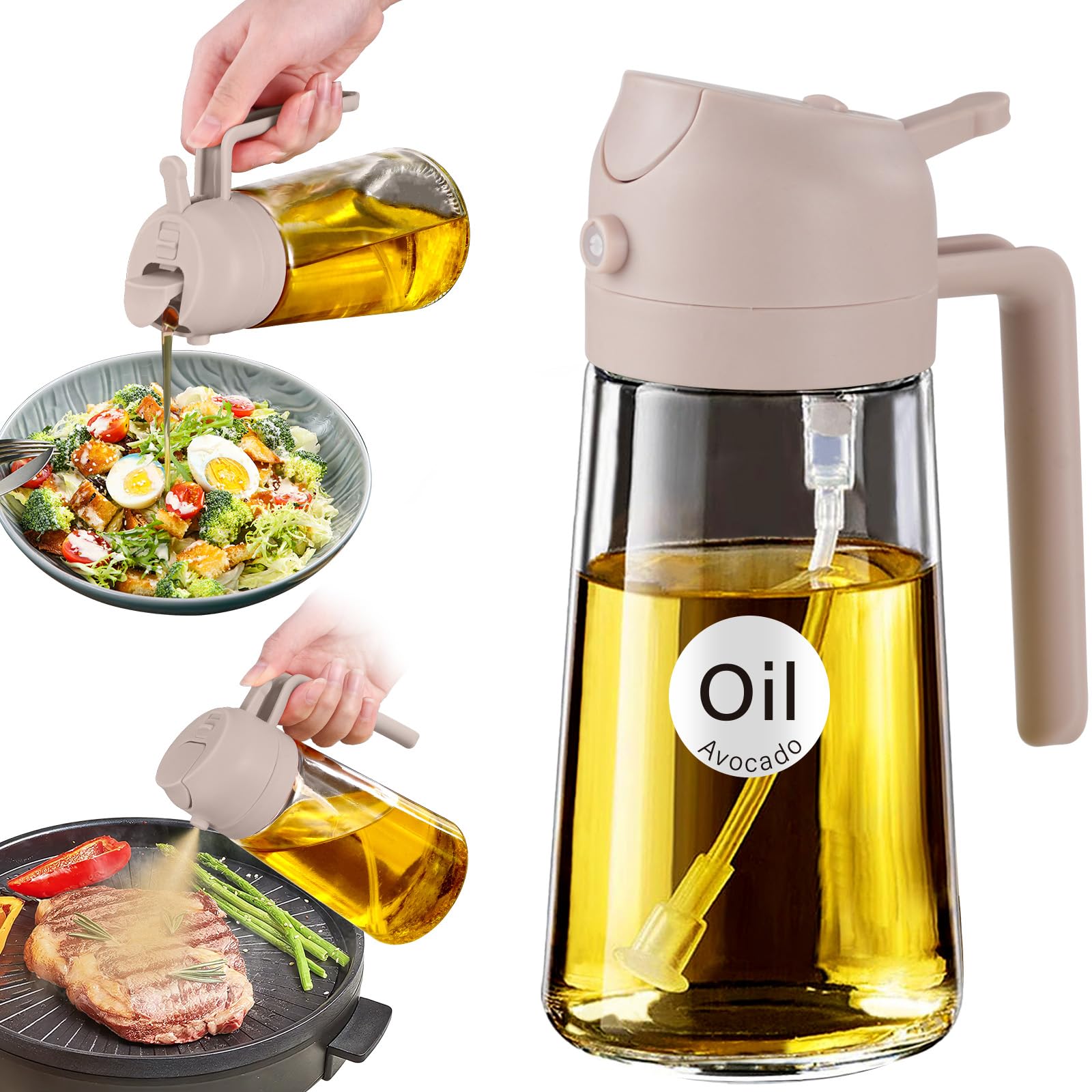 16oz 470ml Glass Olive Oil Sprayer for Cooking with Stickers