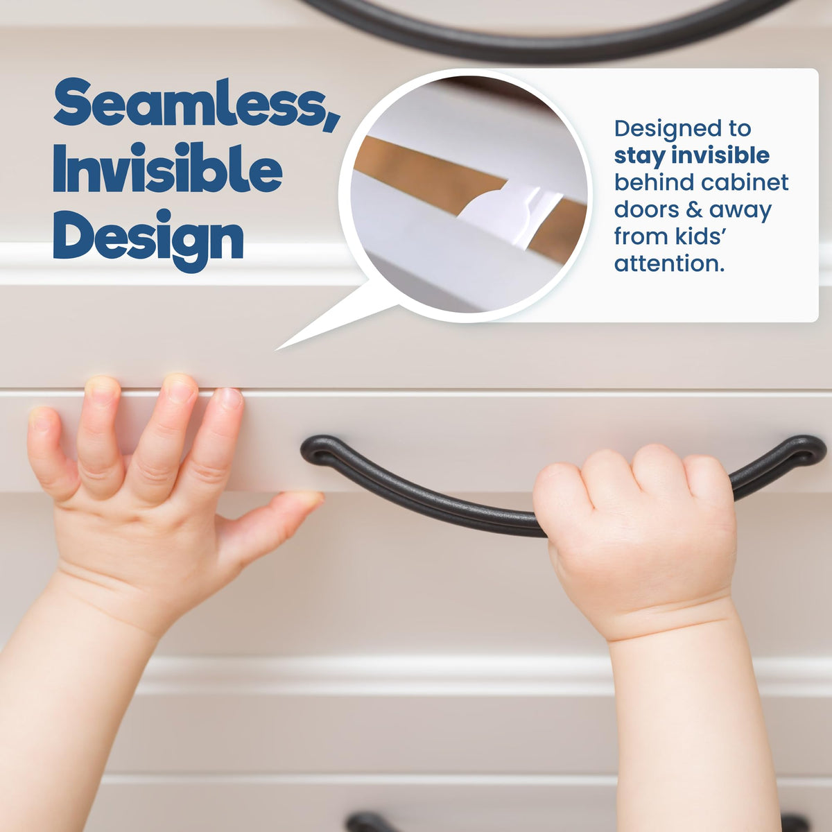 Upgraded Invisible Baby Proofing Cabinet Latch Locks (10 Count)