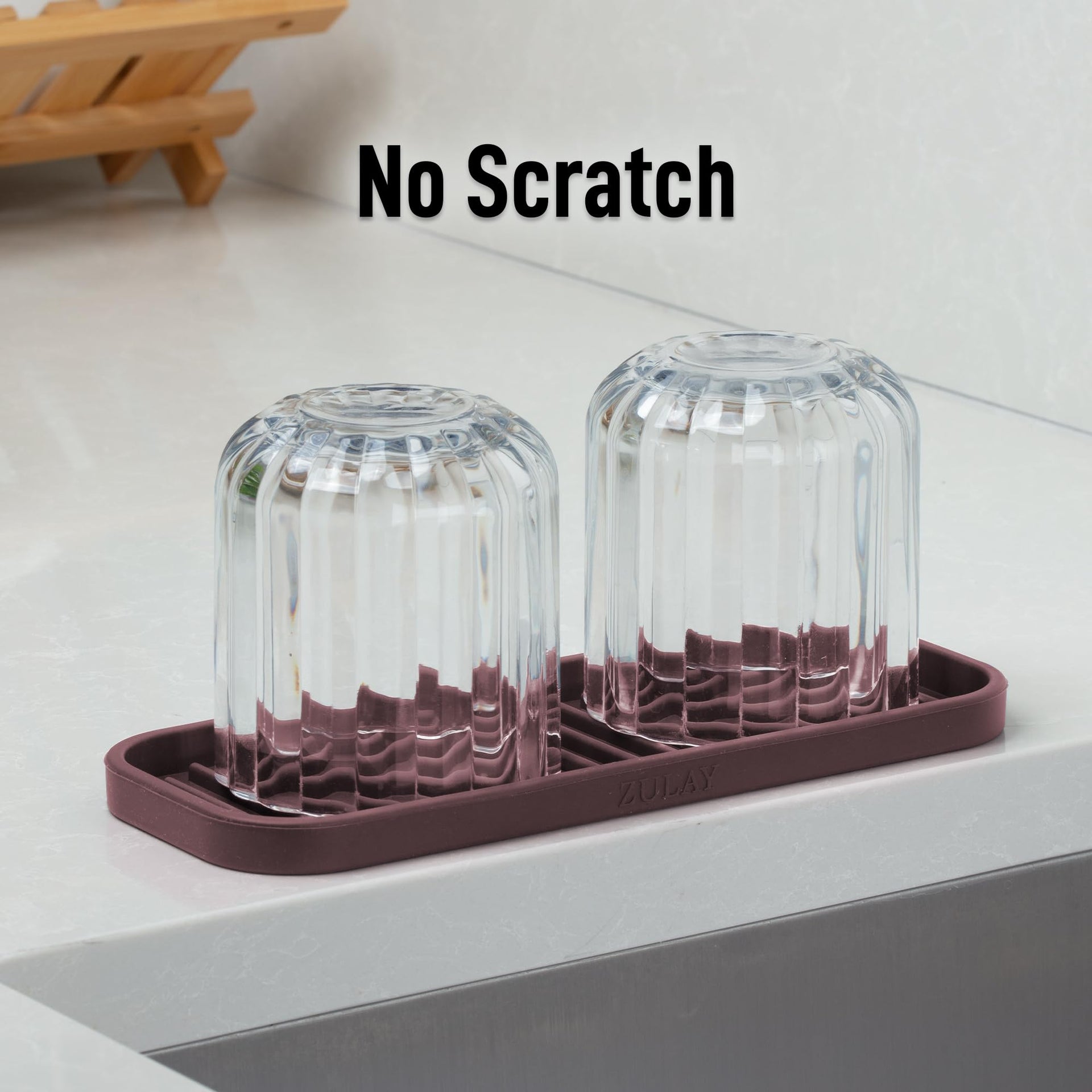 9x3.5) Silicone Sponge Holder for Kitchen Sink - Flexible Multipurpose Soap Tray - Sink Organizer for Kitchen, Bathroom, Makeup, Trinkets & More (Dark Mahogany)
