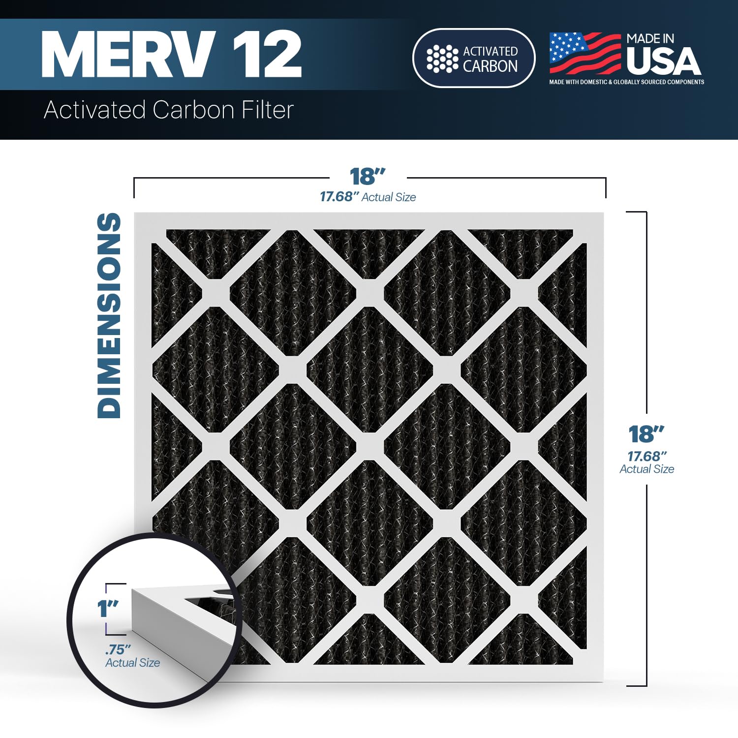 TruFilter 18x18x1 MERV 12 Odor Defense (6 Count)