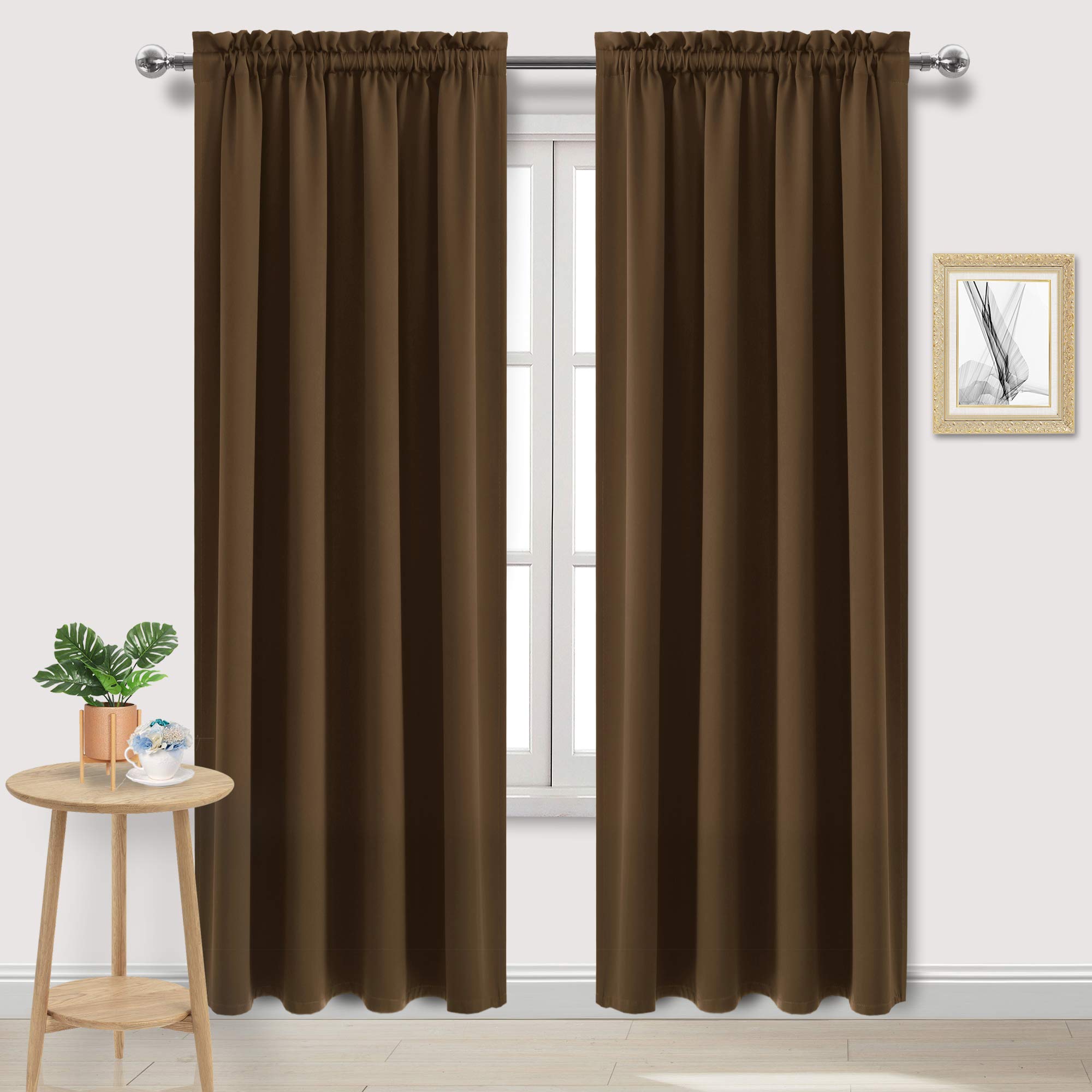 Blackout Curtains for Bedroom Living Room 52 x 95 Inch Long Brown (2 Count)