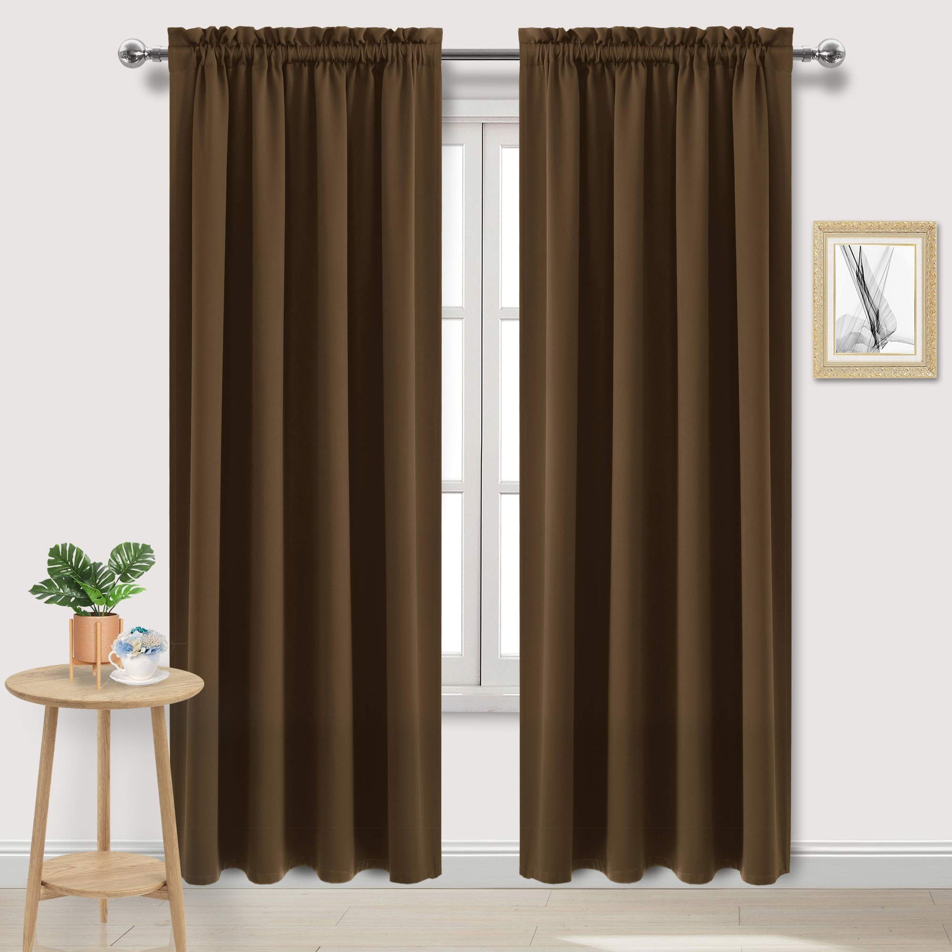 Blackout Curtains for Bedroom Living Room 52 x 84 Inch Long Brown (2 Count)