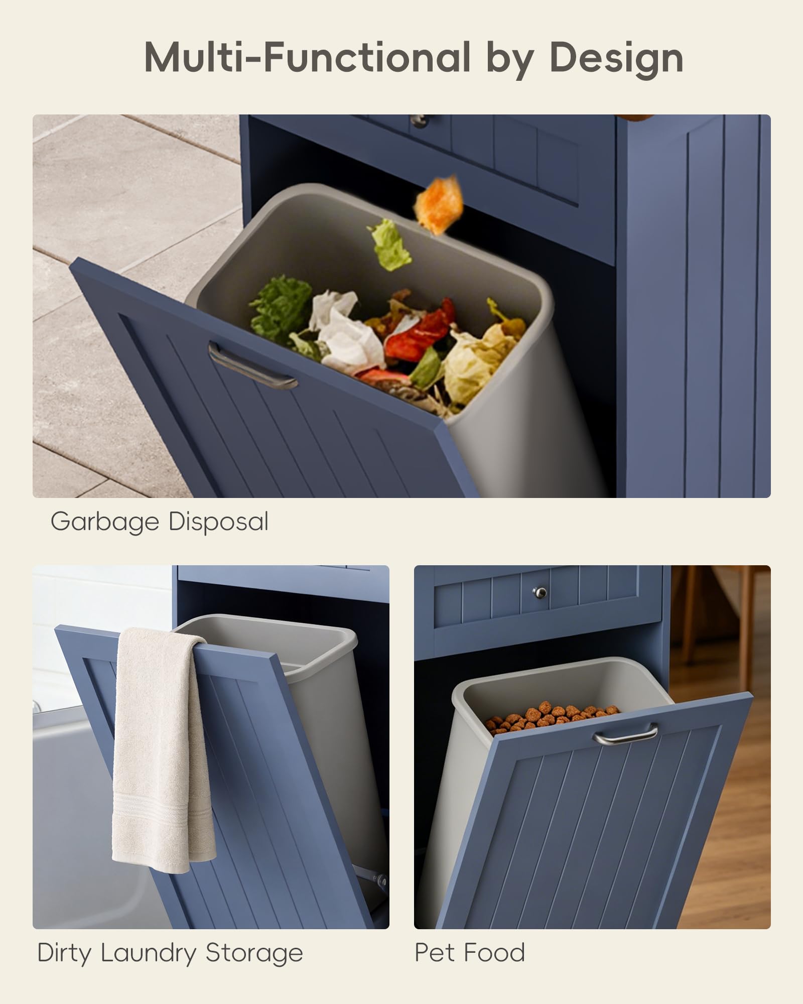10 Gallon Tilt Out Trash Cabinet with Big Storage Drawer