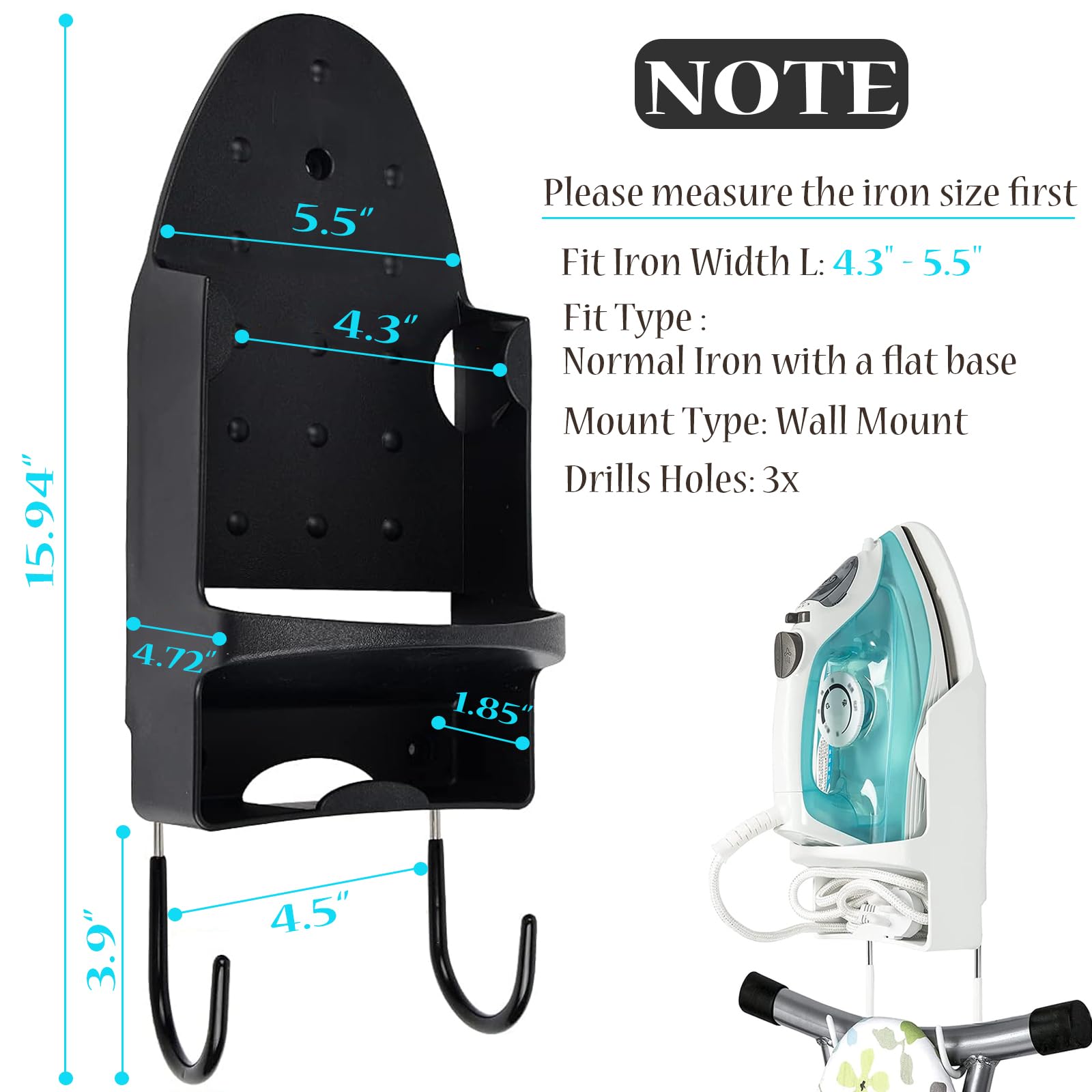 Ironing Board Hanger Wall Mount Electric Iron Holder Ironing Board Rack Household Bathroom Shelf