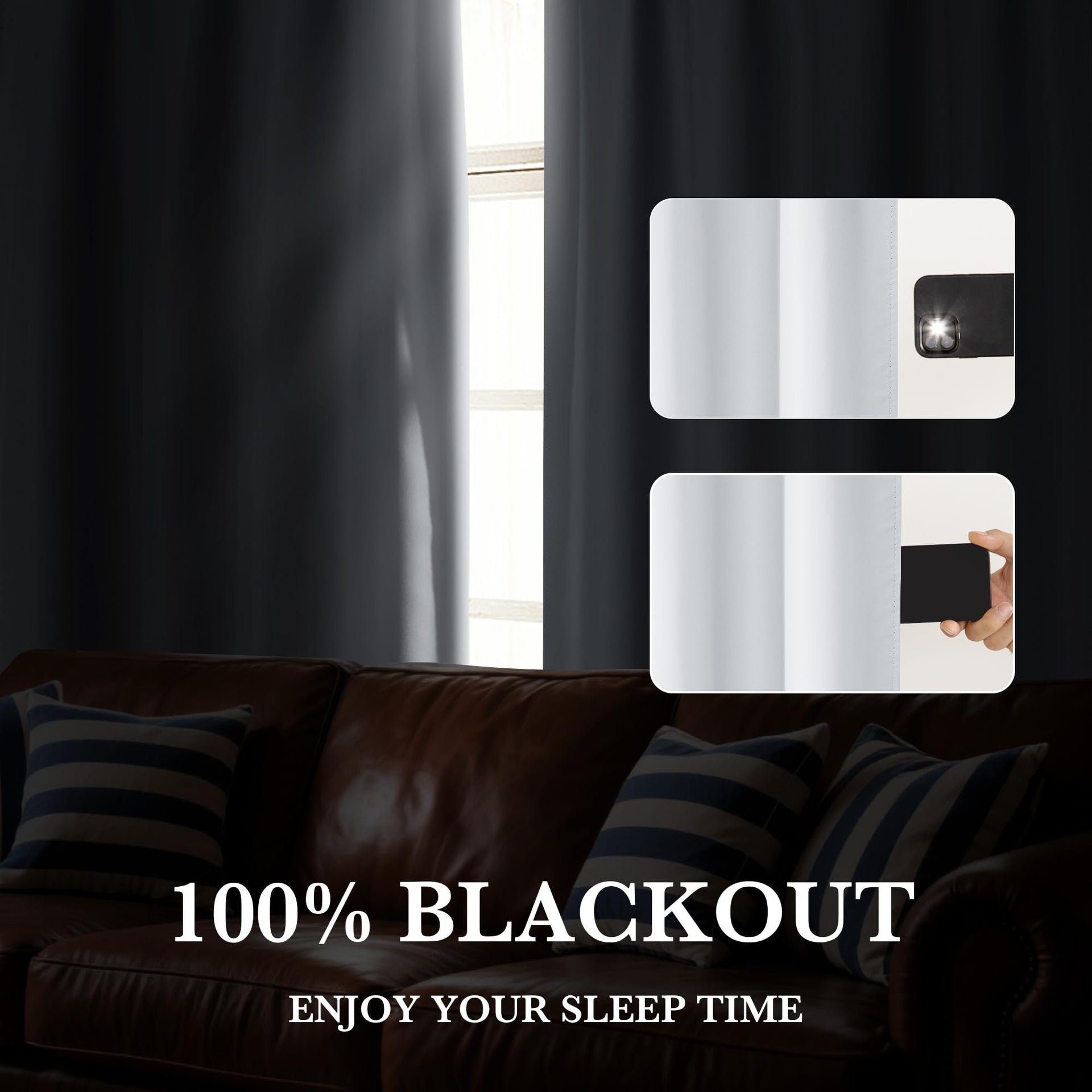100% Blackout Curtains 72 inches Long for Bedroom (2 Count)