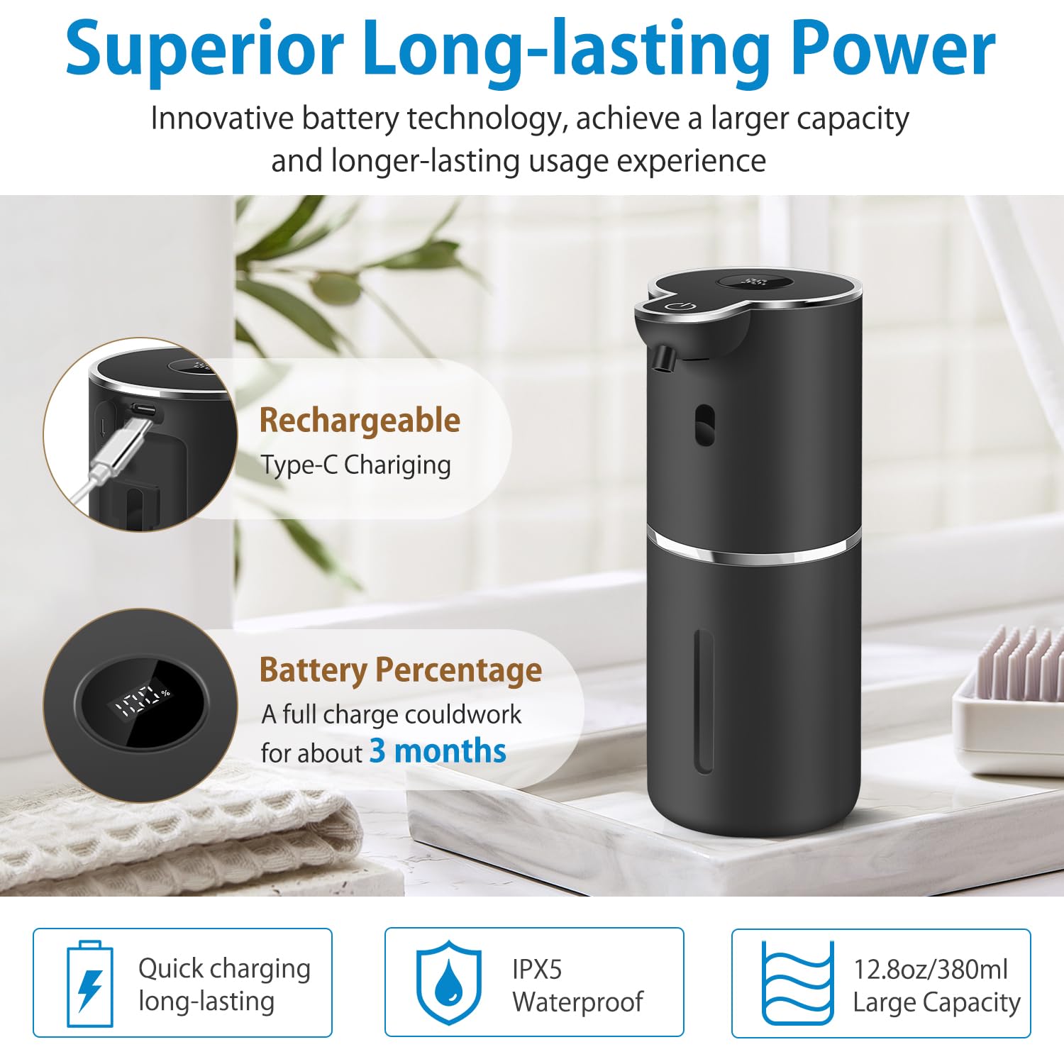 Automatic Liquid Soap Dispenser with 6 Levels Soap Adjustable