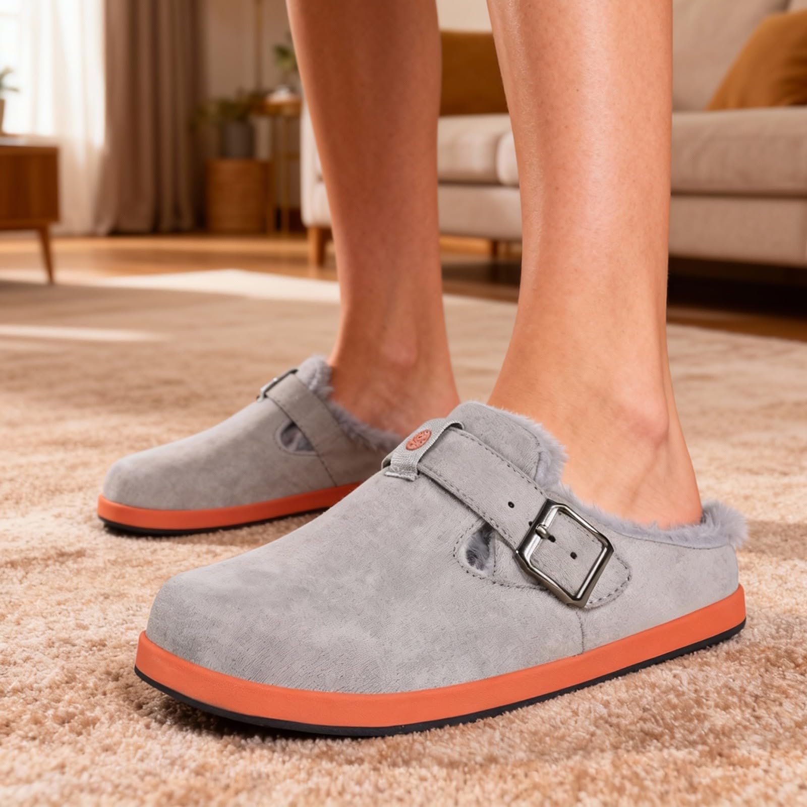 Fur Lined Clogs for Women Men Winter Slippers