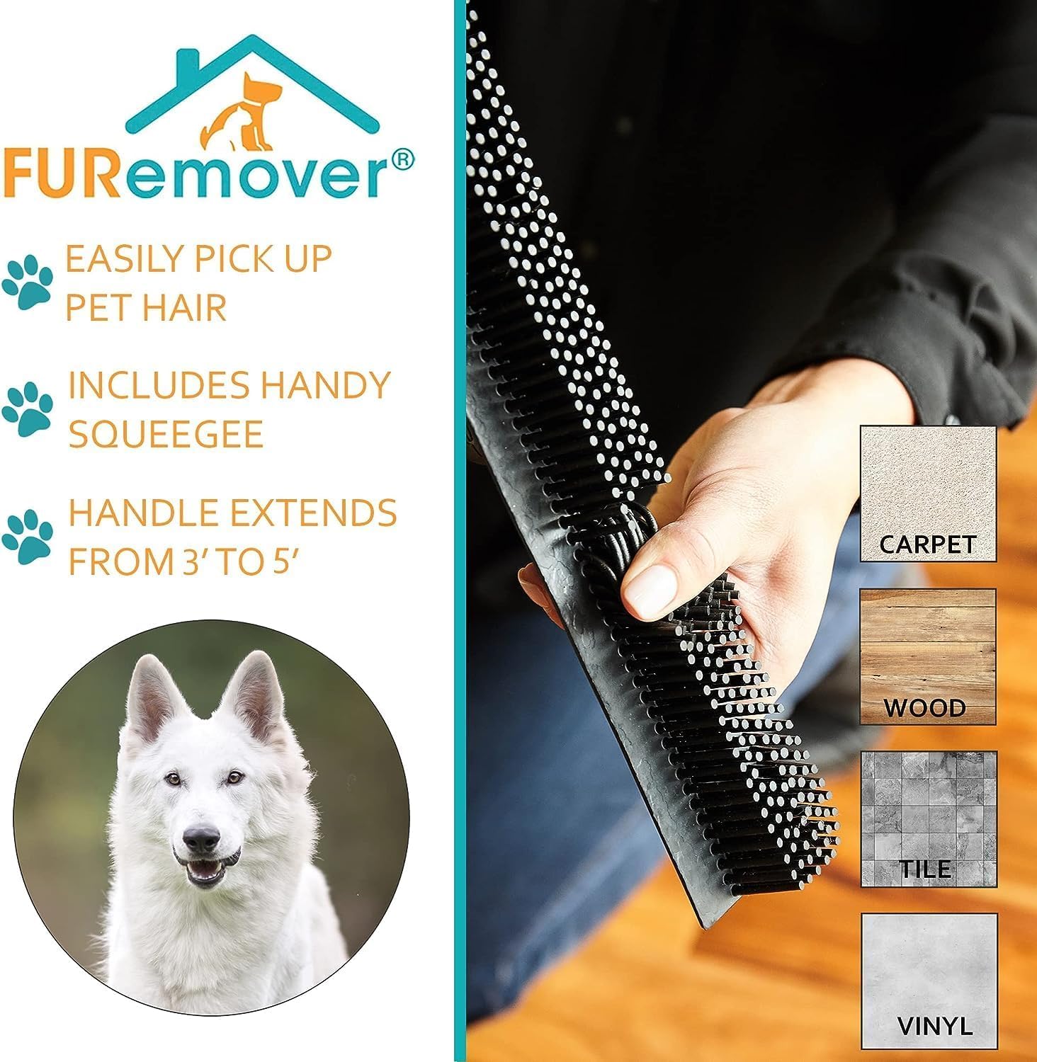 Pet Hair Removal Rubber Broom