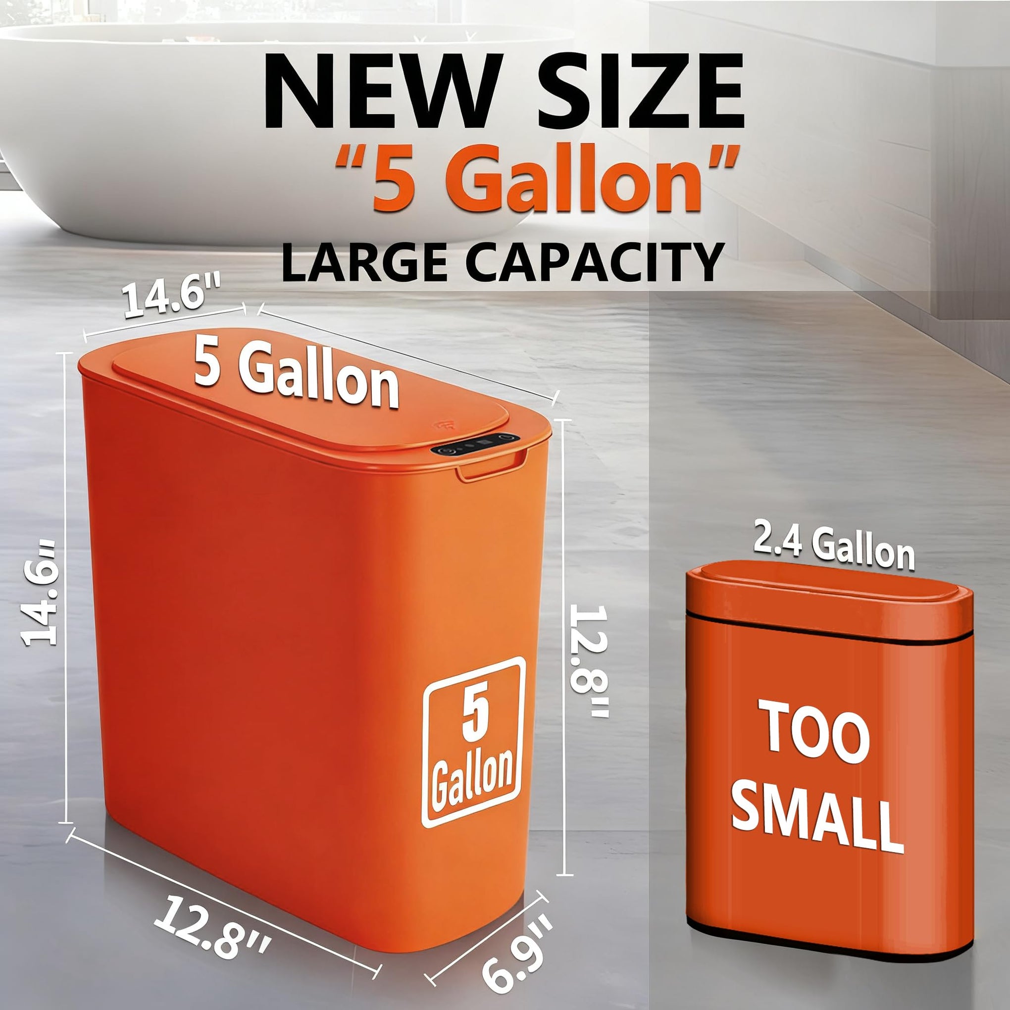 5 Gallon Automatic Bathroom Trash Can with Lid