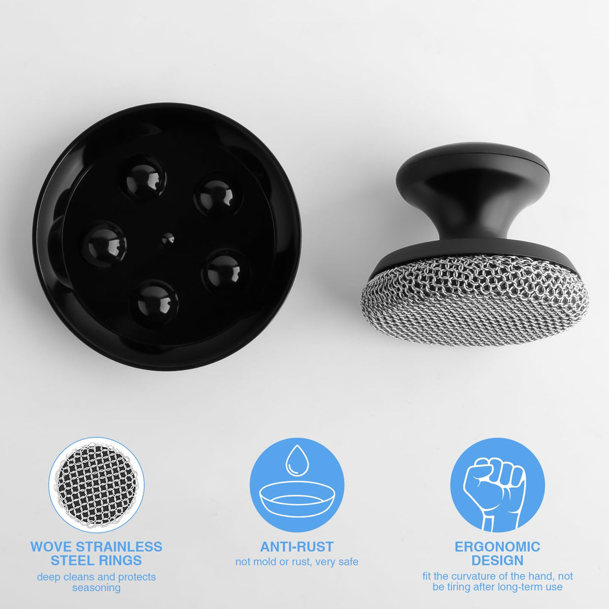2PCS Cast Iron Scrubber Cleaner (3.2 Ounce)