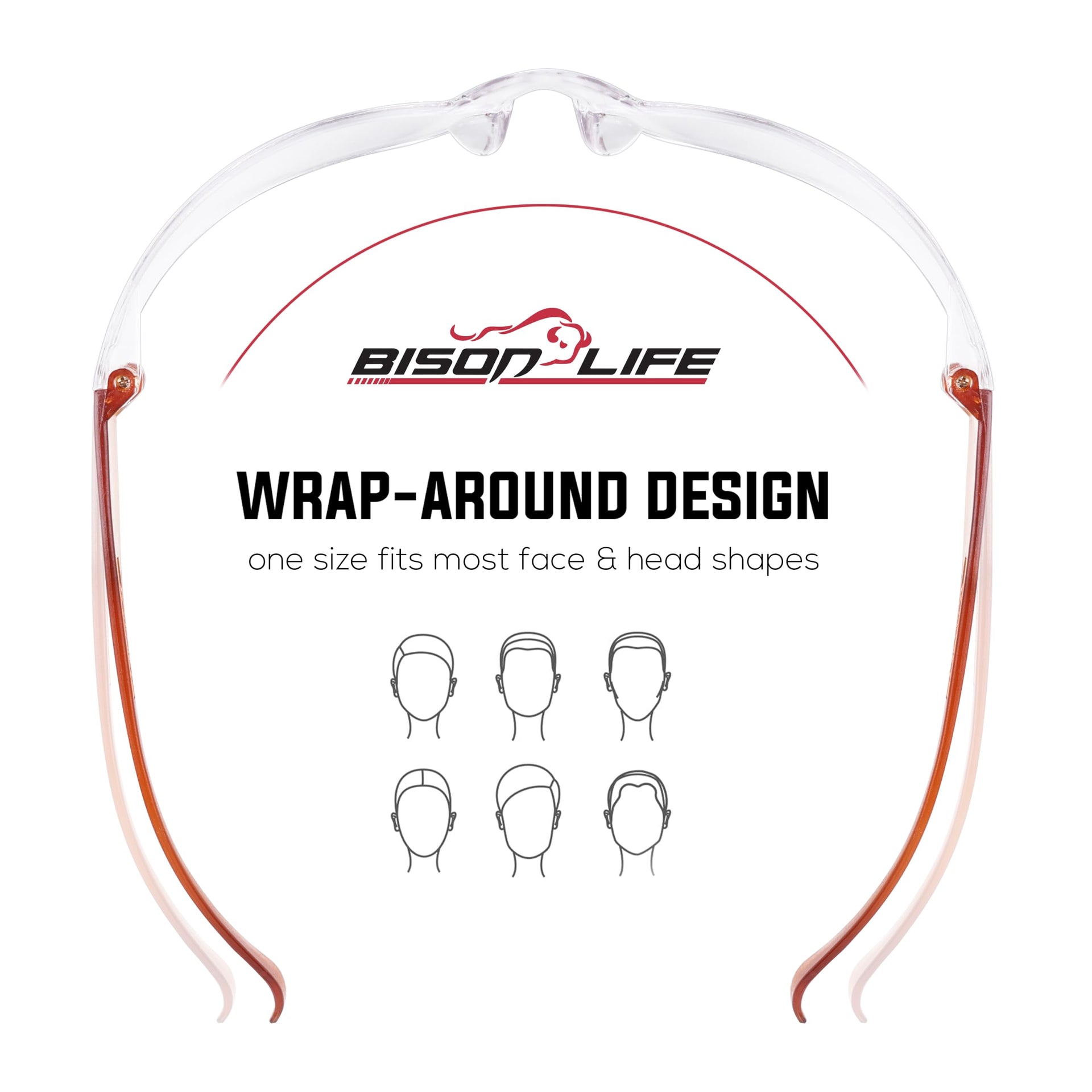 Clear Lens Orange Temple Safety Glasses Bulk 6 Pack (6 Count)