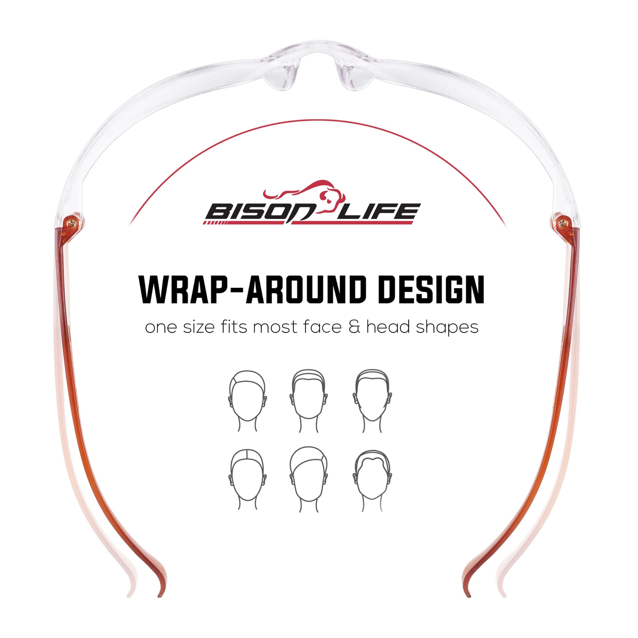 Clear Lens Orange Temple Safety Glasses Bulk 6 Pack (6 Count)