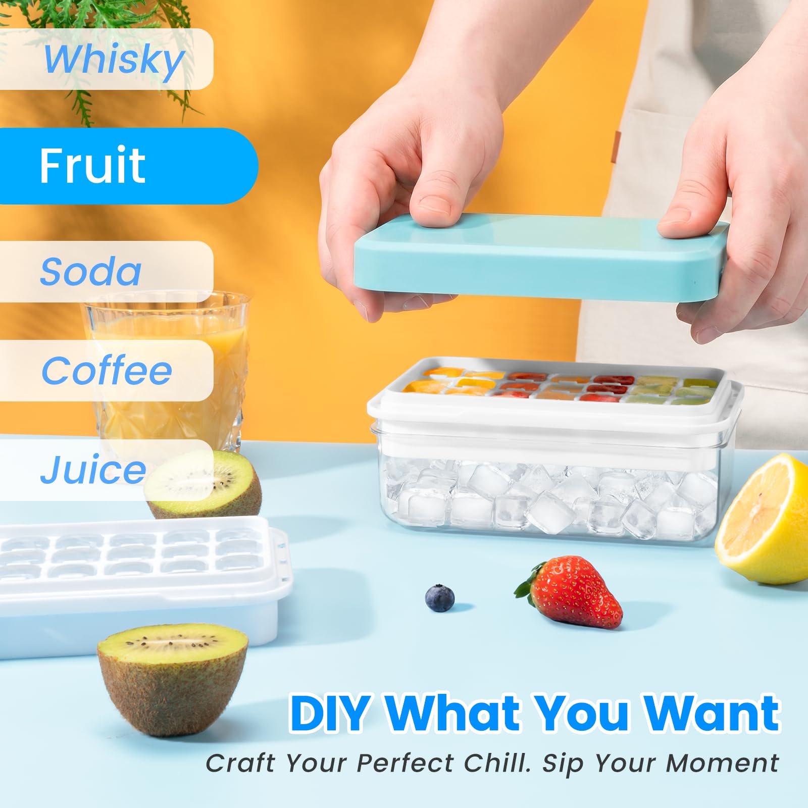 Ice Cube Tray with Lid and Bin