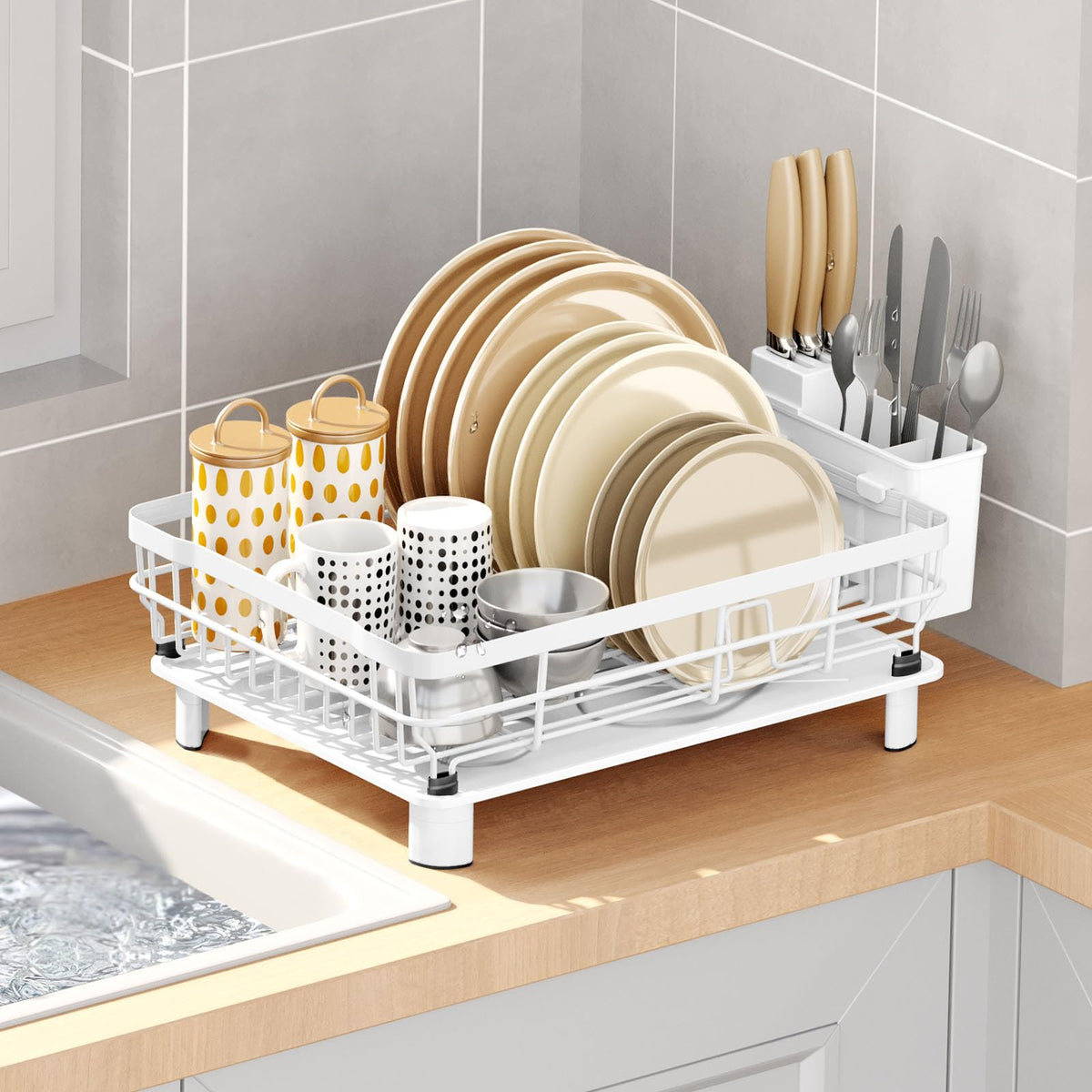 Dish Drying Rack with Drainboard for Kitchen Countertop 1