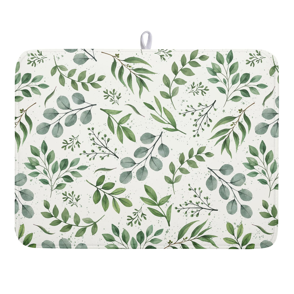 Sage Green Dish Drying Mat 18x24 In Absorbent Reversible Eucalyptus Leaves Plant Drying Mat Green Plant Dish Drying Rack Mat Spring Summer Themed Dish Drainer Mat for Kitchen Counter Coffee Bar