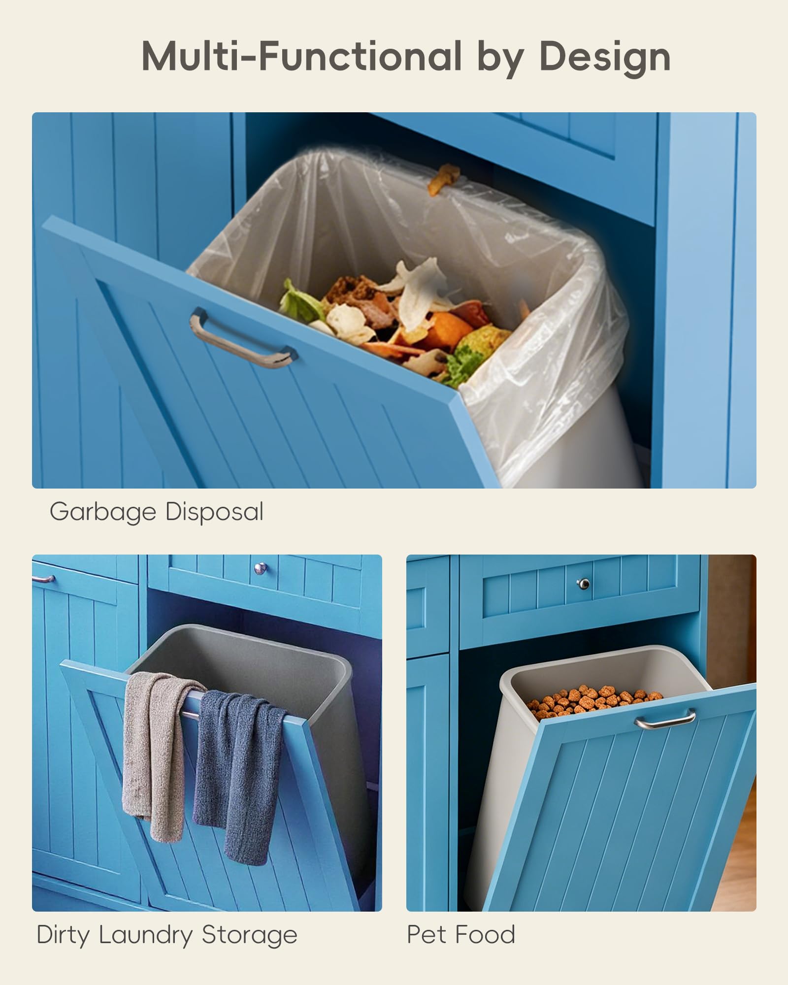 2 x 10 Gallon Tilt Out Trash Cabinet with 2 Big Storage Drawer