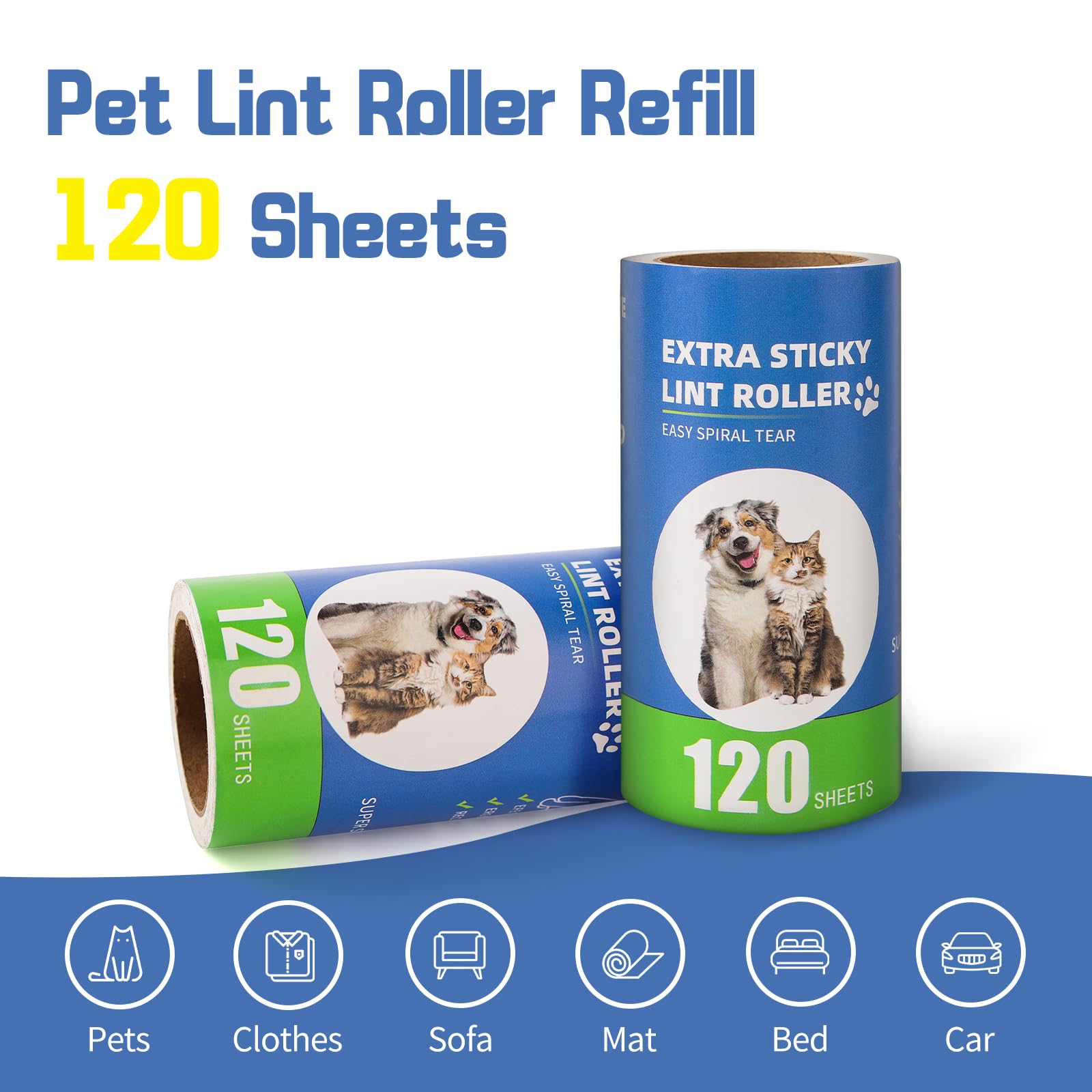 Lint Roller Refills with Handle 6 Pack