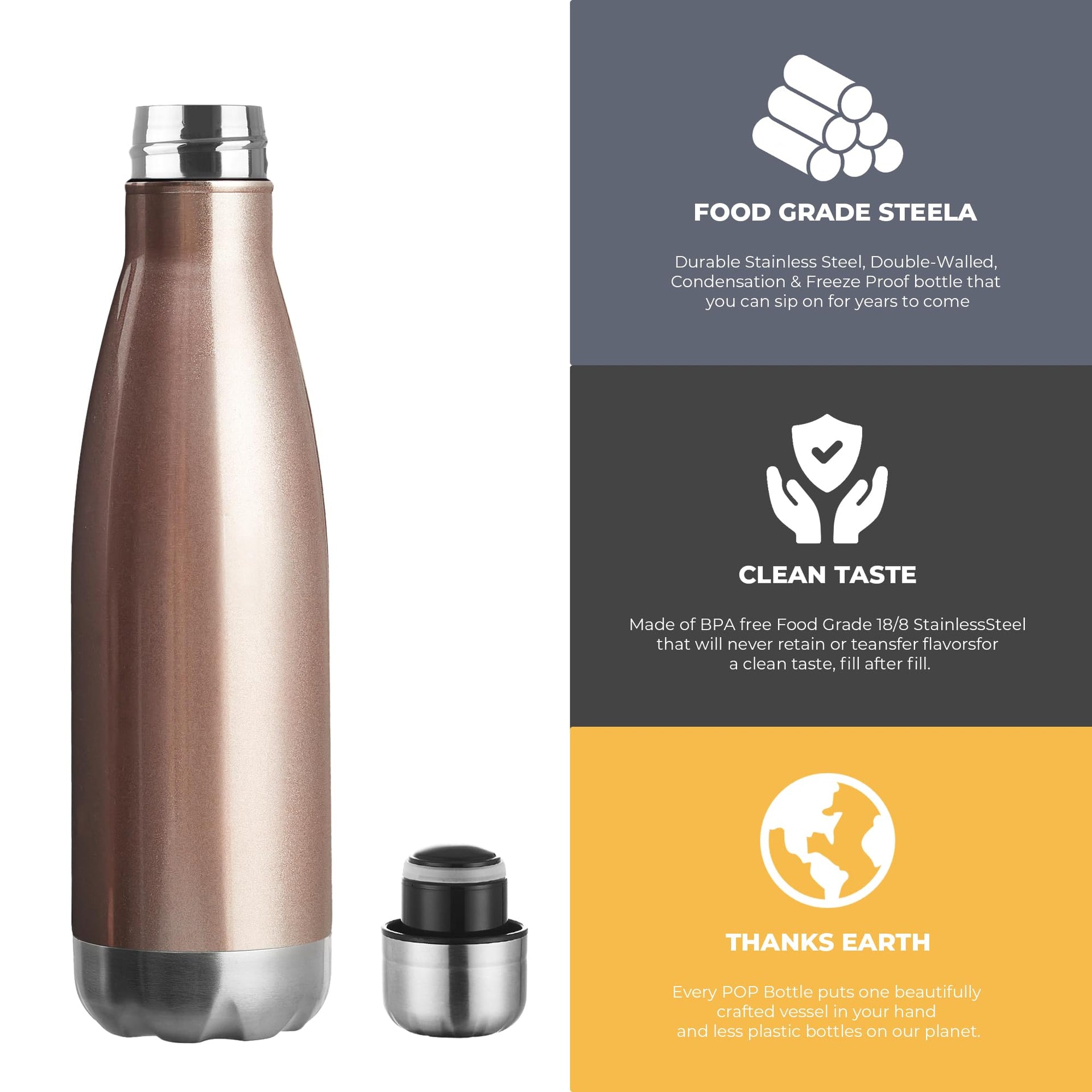 17oz Sport Water Bottle 8 Pack Vacuum Insulated Stainless Steel Leak