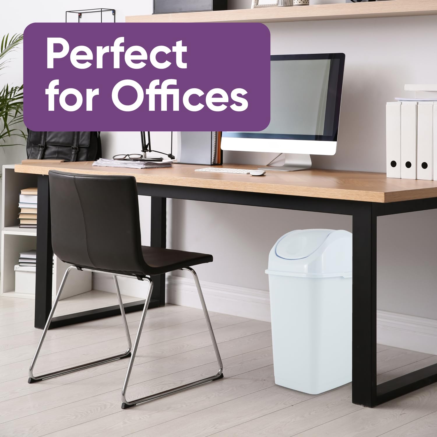 Kitchen Trash Can with Swing Top Lid 9 Gallon Slim Waste Bin 37 Qt Sturdy Plastic Garbage Can Medium Recycling Bin for Office