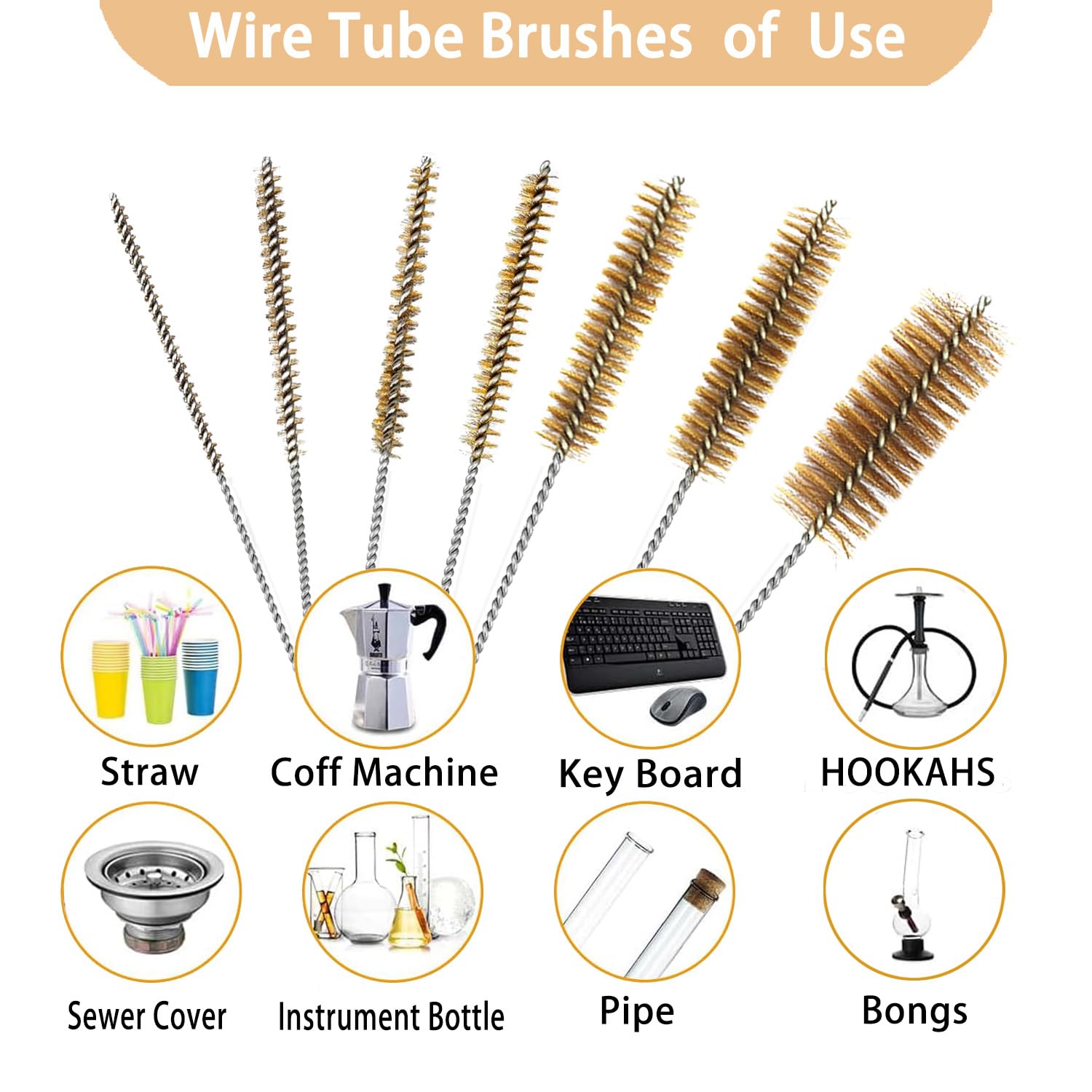 7Pcs Brass Tube Brushes (7 Count)