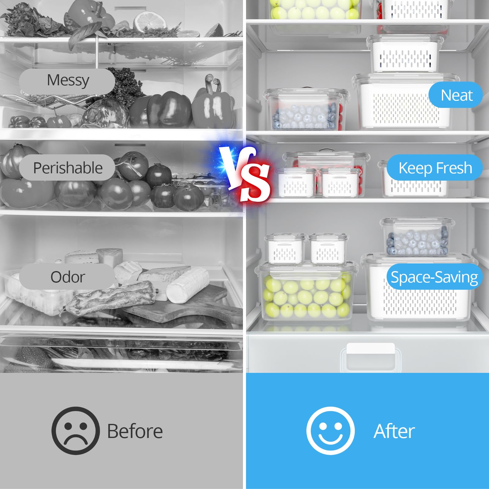 5 Pack Fruit Storage Containers for Fridge (5 Count)