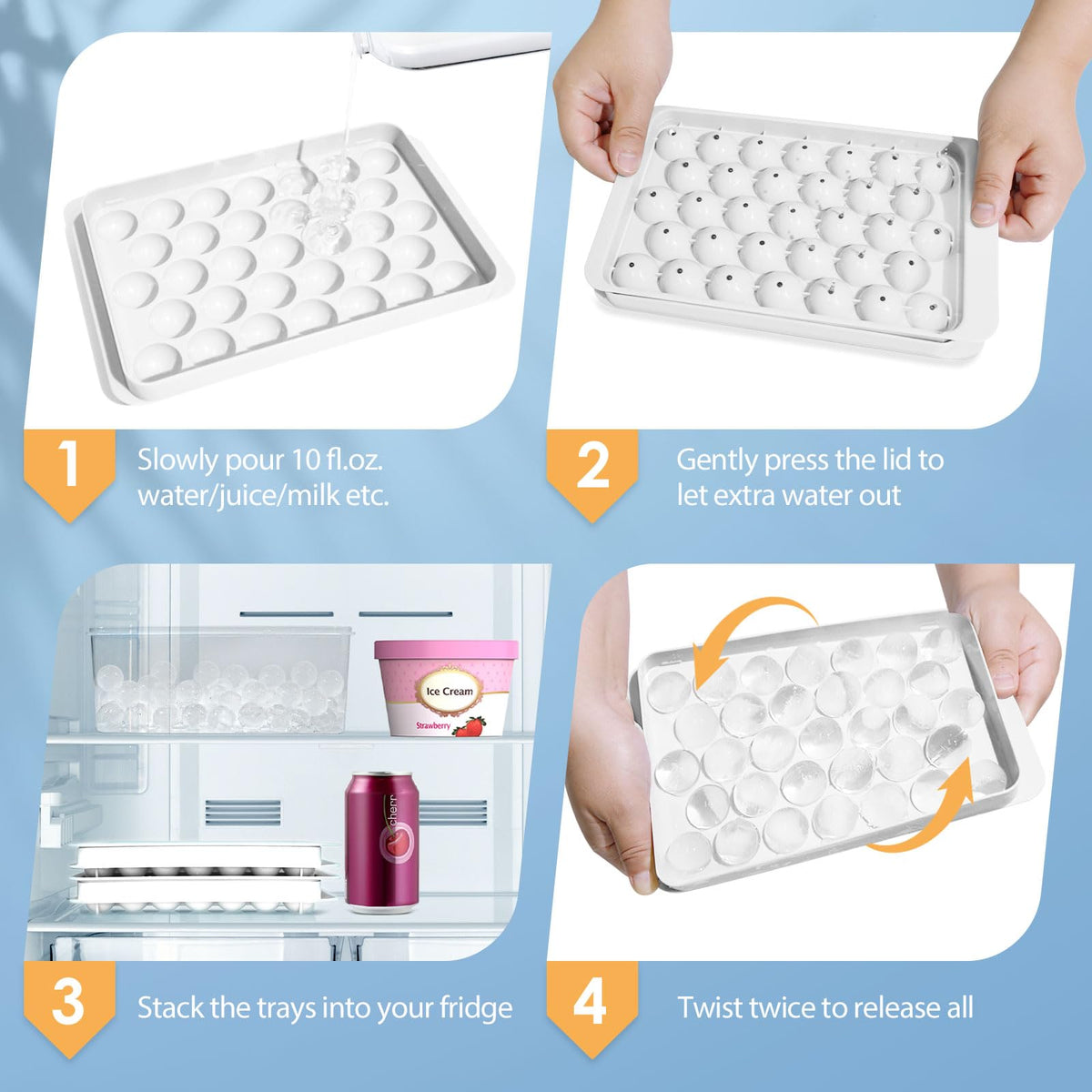 Ice Cube Tray with Lid and Bin